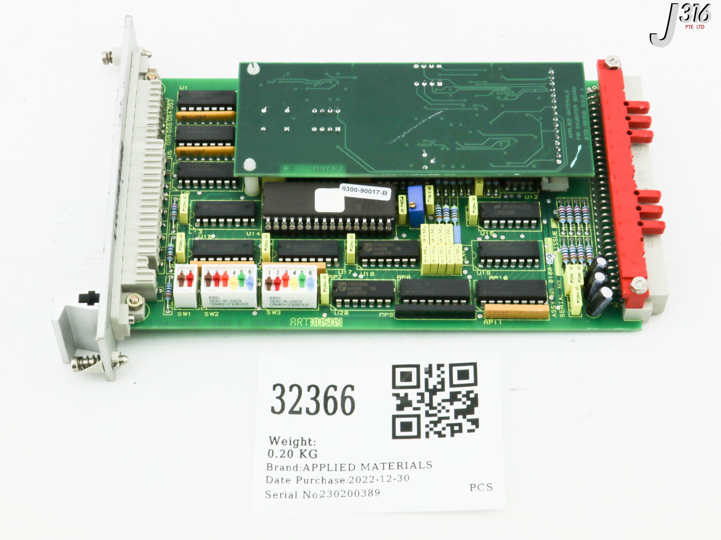 32366 APPLIED MATERIALS PCB ASSY, INDEX CONTROL MAIN BOARD W/ FWI DAUGHTER BD 0100-00358 (PARTS) 0100-00502