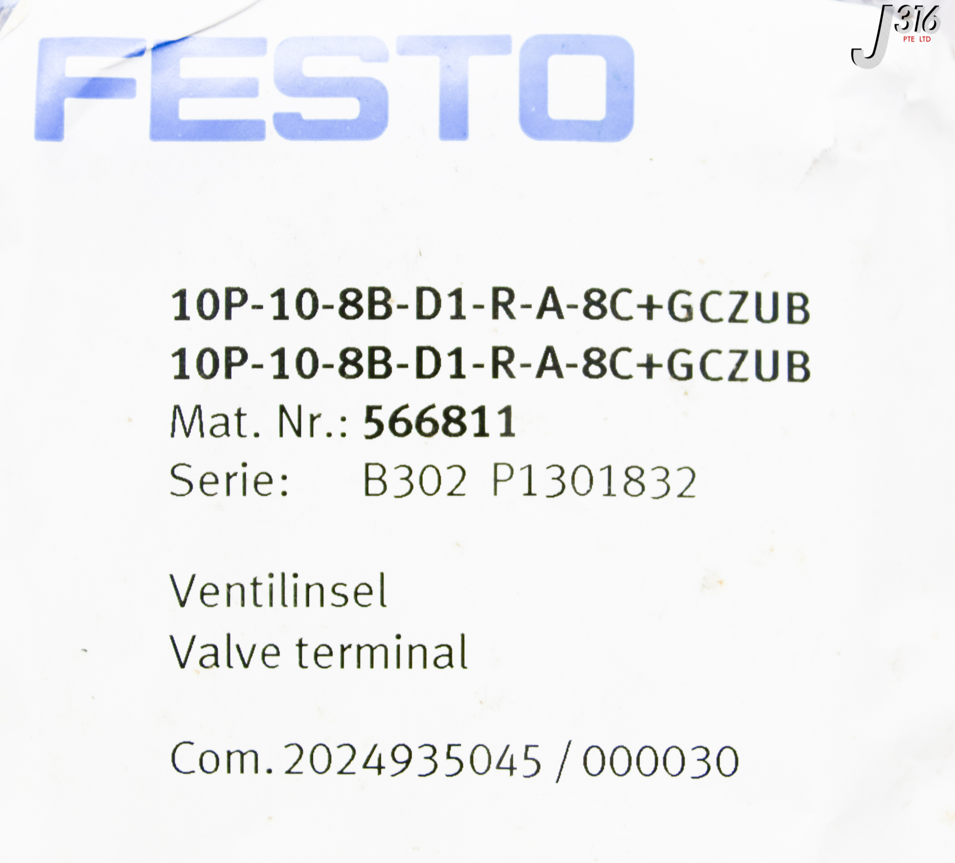 33820 Festo Valve Terminal, 566811 (new) 10p-10-8b-d1-r-a-8c+gczub 