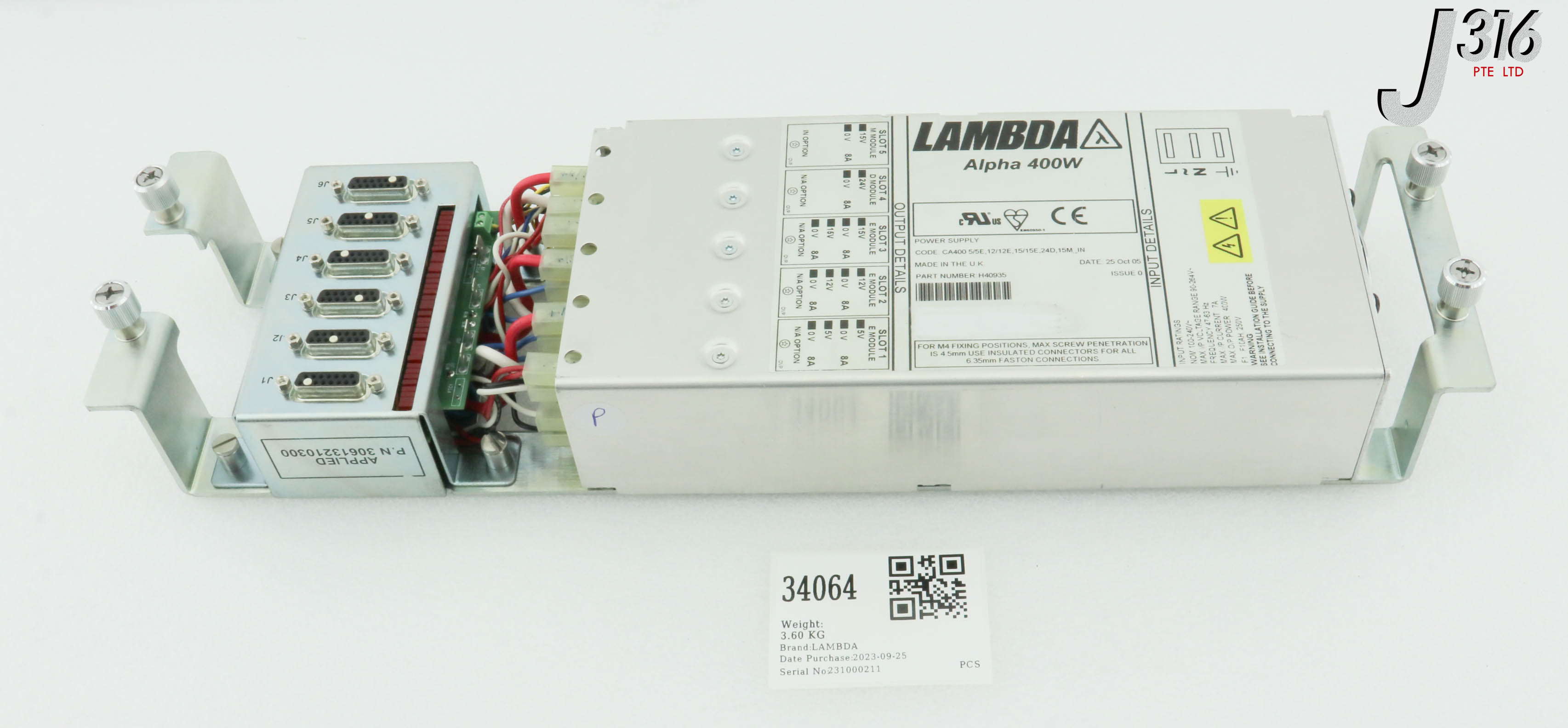 34064 LAMBDA POWER SUPPLY ASSY, ALPHA 400W W/ YM-98-154D, AMAT 30613210300 (PARTS) H40935
