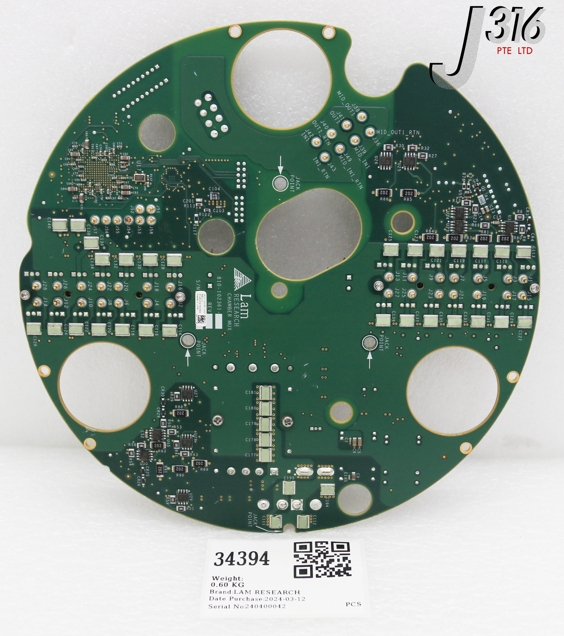 34394 LAM RESEARCH PCB ASSY, CHAMBER MUX, 855-102361-222 810-102361-222