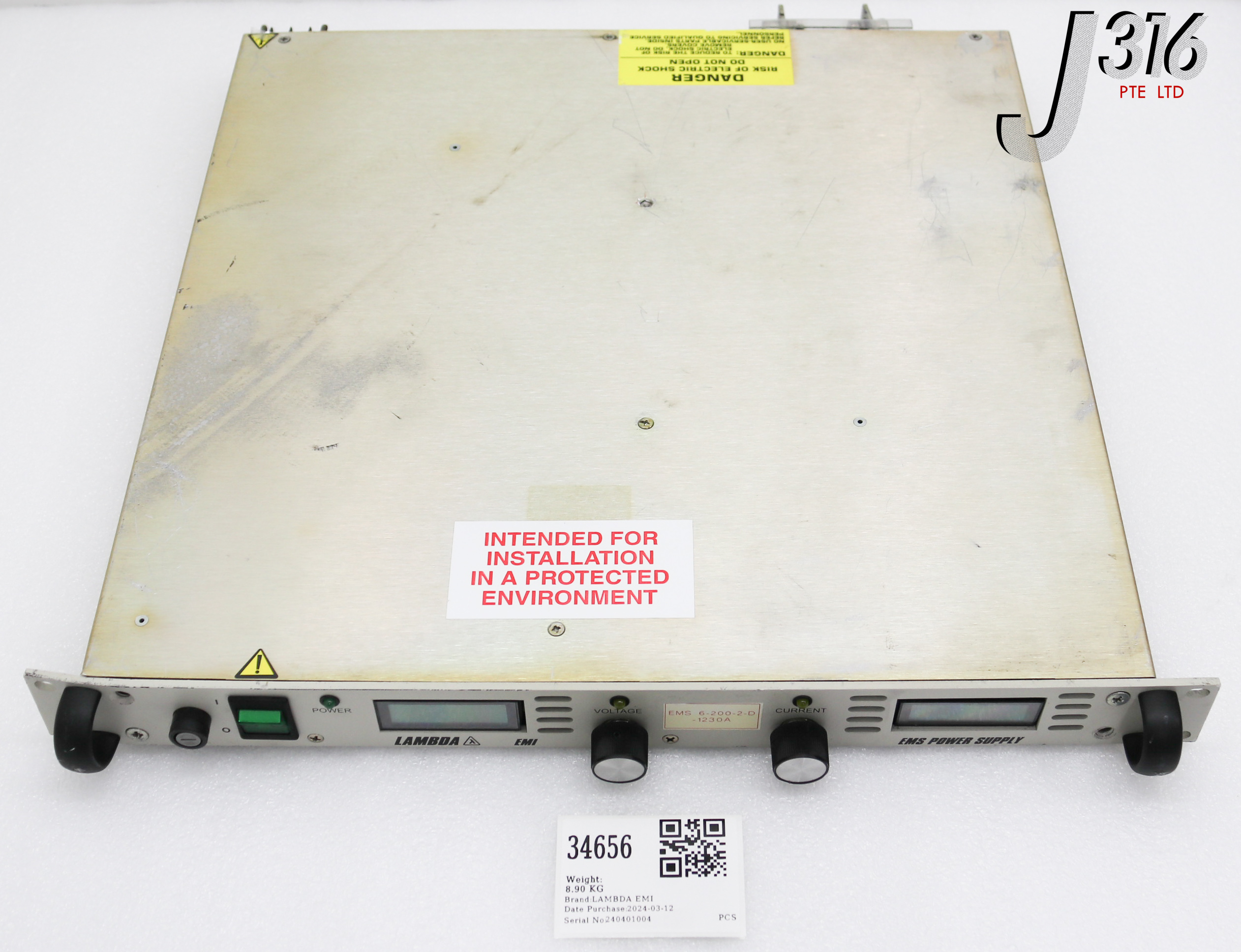 34656 LAMBDA EMI EMS POWER SUPPLY, P/N: 004732122, VARIAN E19002632 (PARTS) EMS 6-200-2-D-1230A
