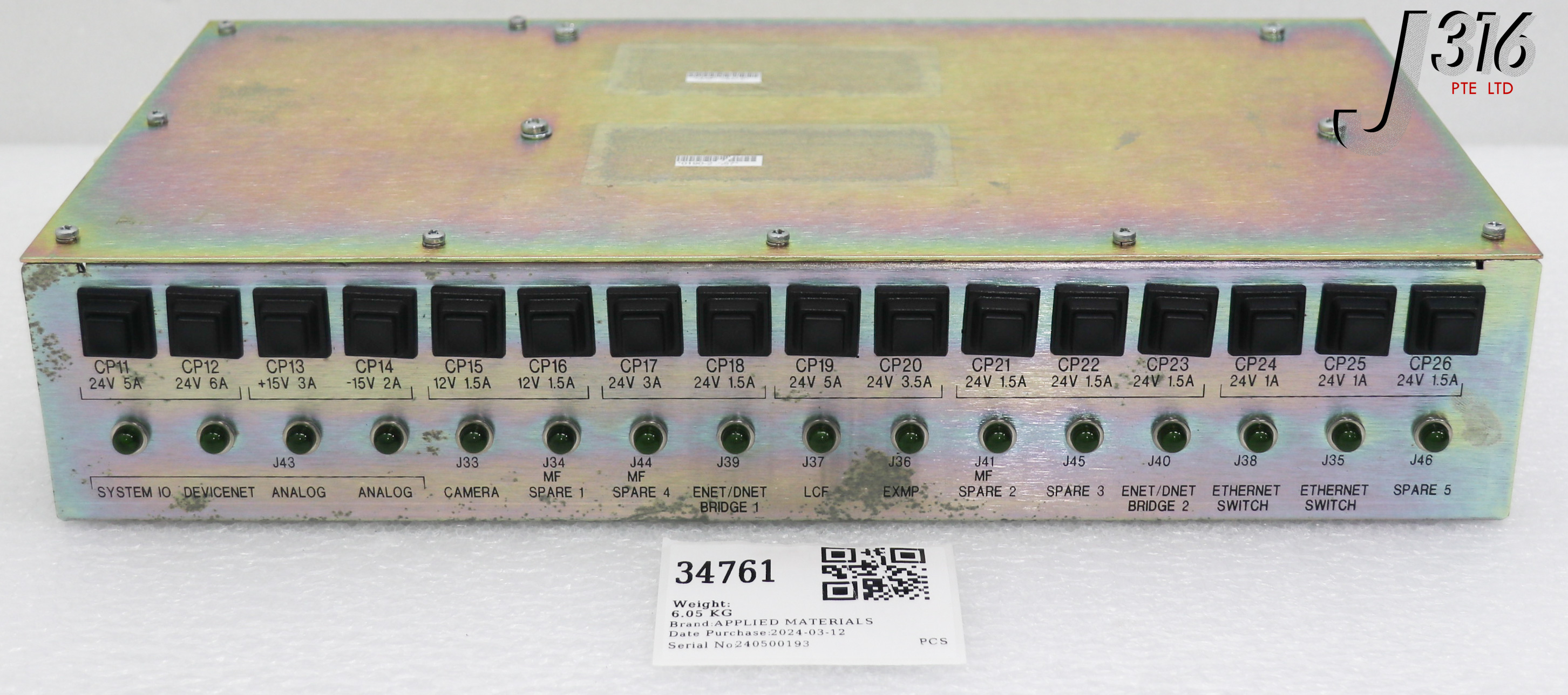 34761 APPLIED MATERIALS POWER SUPPLY MODULE, MF/IO CONTROLLER, 0090-04412 (PARTS) 0190-24657