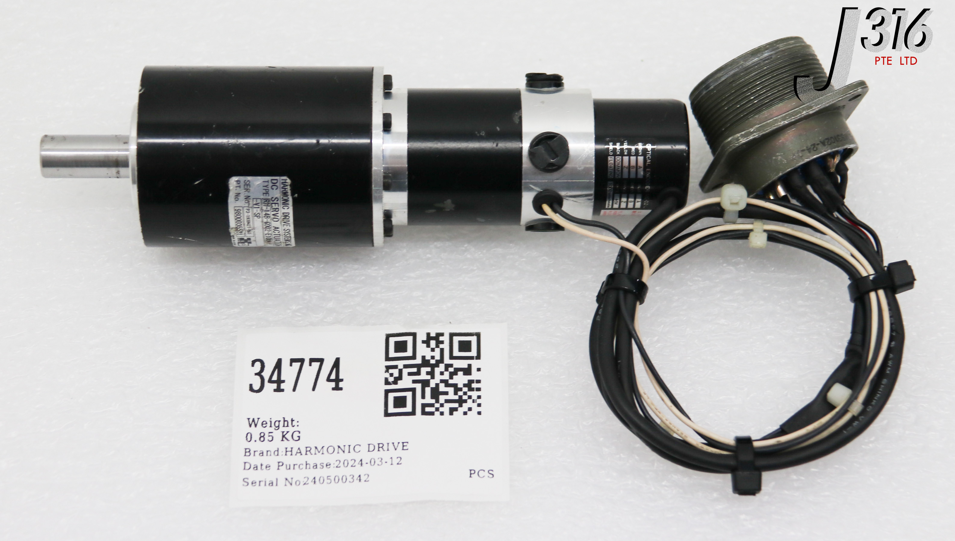 34774 HARMONIC DRIVE DC SERVO ACTUATOR W/ ENCODER ME-02-L RH-14B-6002-E100AL-V1-SP