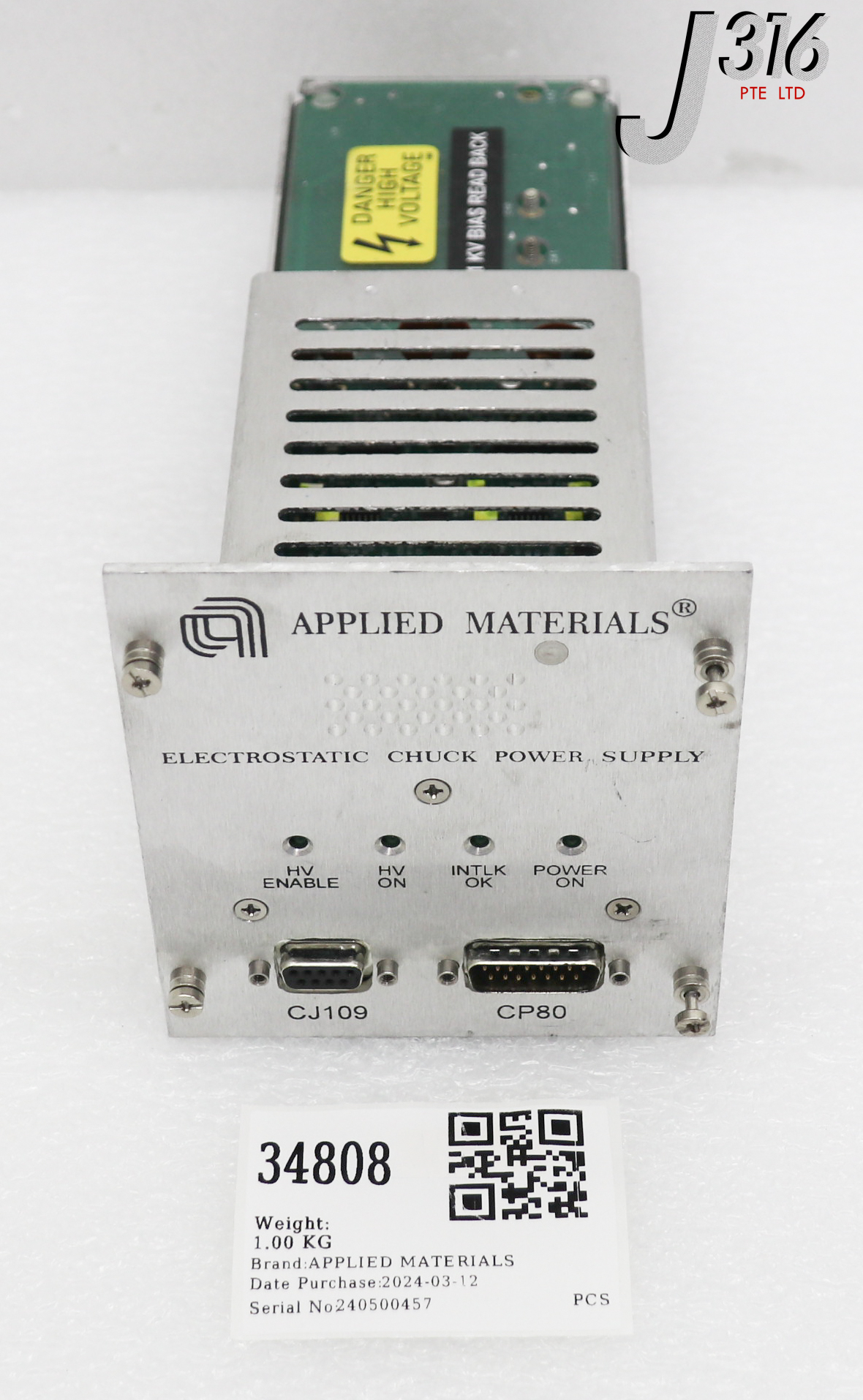 34808 APPLIED MATERIALS ESC POWER SUPPLY, 1.5kV, X4260, ESC1.5PN7.5X4260 0190-37120
