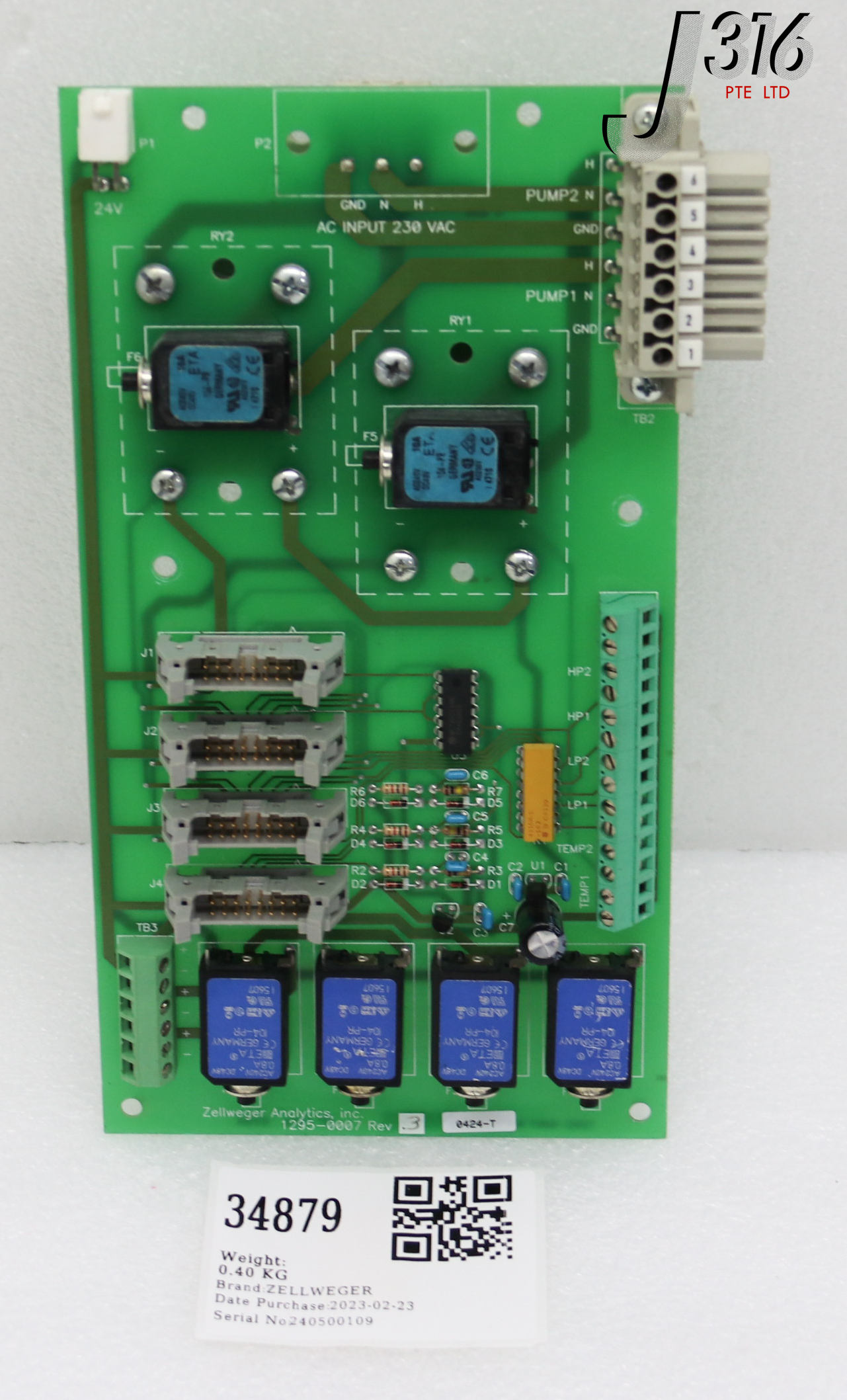 34879 ZELLWEGER ANALYTICS PCB ASSY 1295-0007