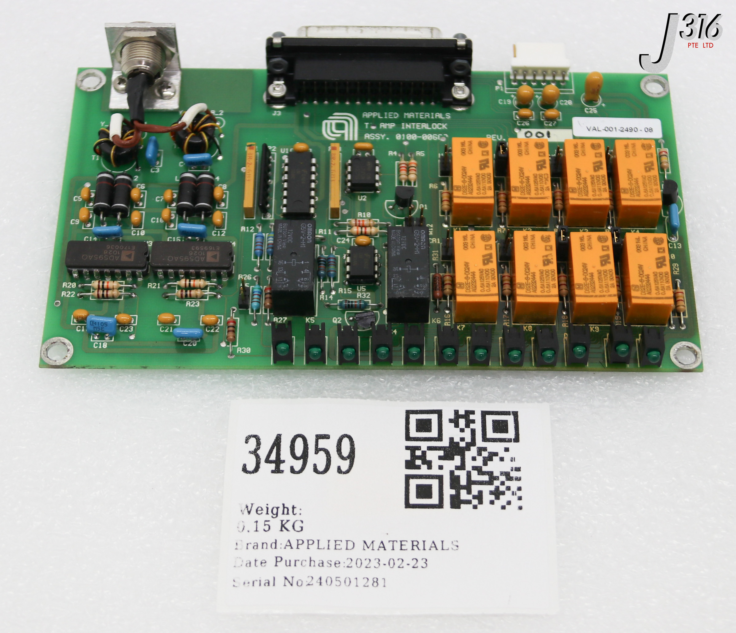 34959 APPLIED MATERIALS PCB, ASSEMBLY TC AMP INTERLOCK BD 0100-00663 ...