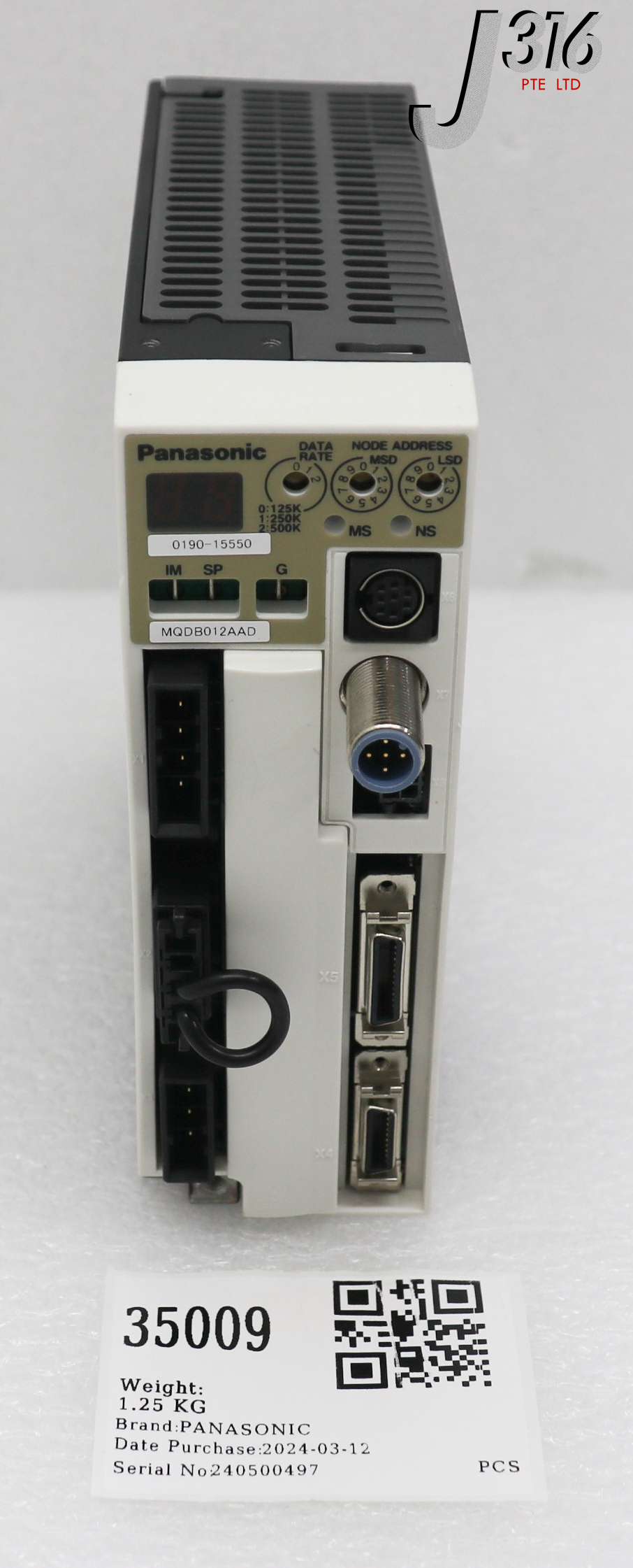 35009 PANASONIC AC SERVO DRIVE, AMAT 0190-15550 (PARTS) MQDB012AAD
