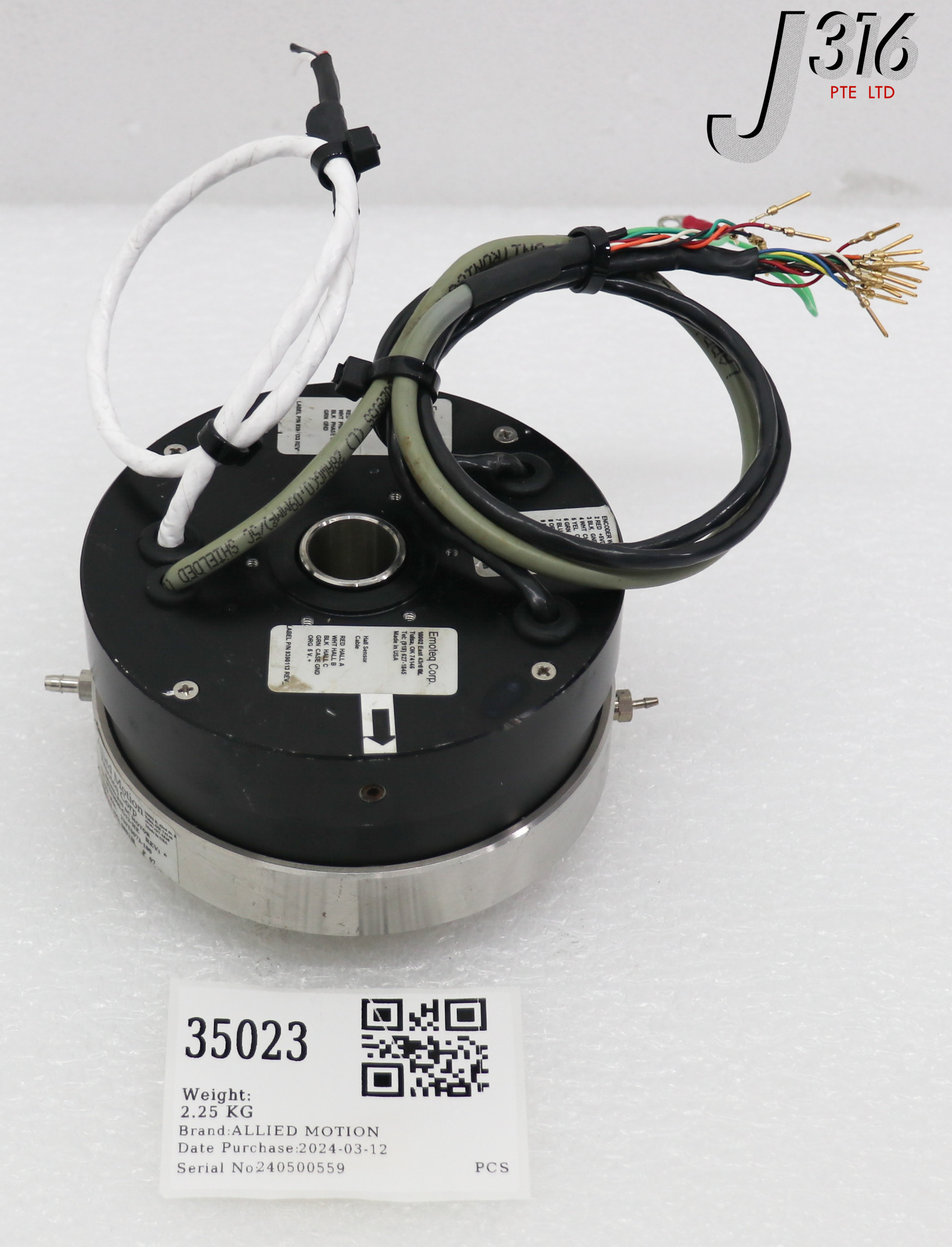 35023 ALLIED MOTION BRUSHLESS DC MOTOR, 220T0073-100 HT03800-G12-HE