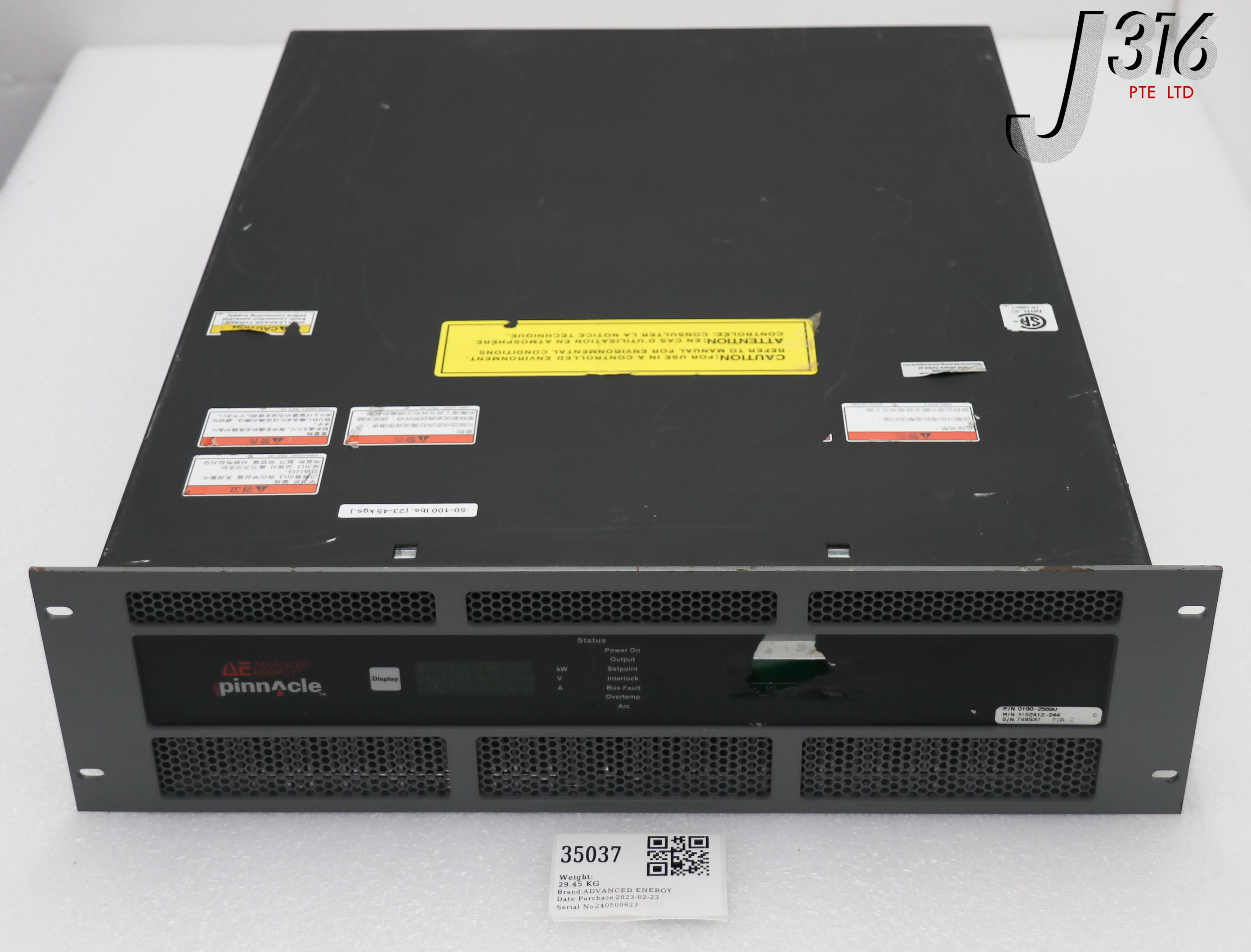 35037 ADVANCED ENERGY DC POWER SUPPLY, MDX PINNACLE, AMAT 0190-25690 (PARTS) 3152412-244