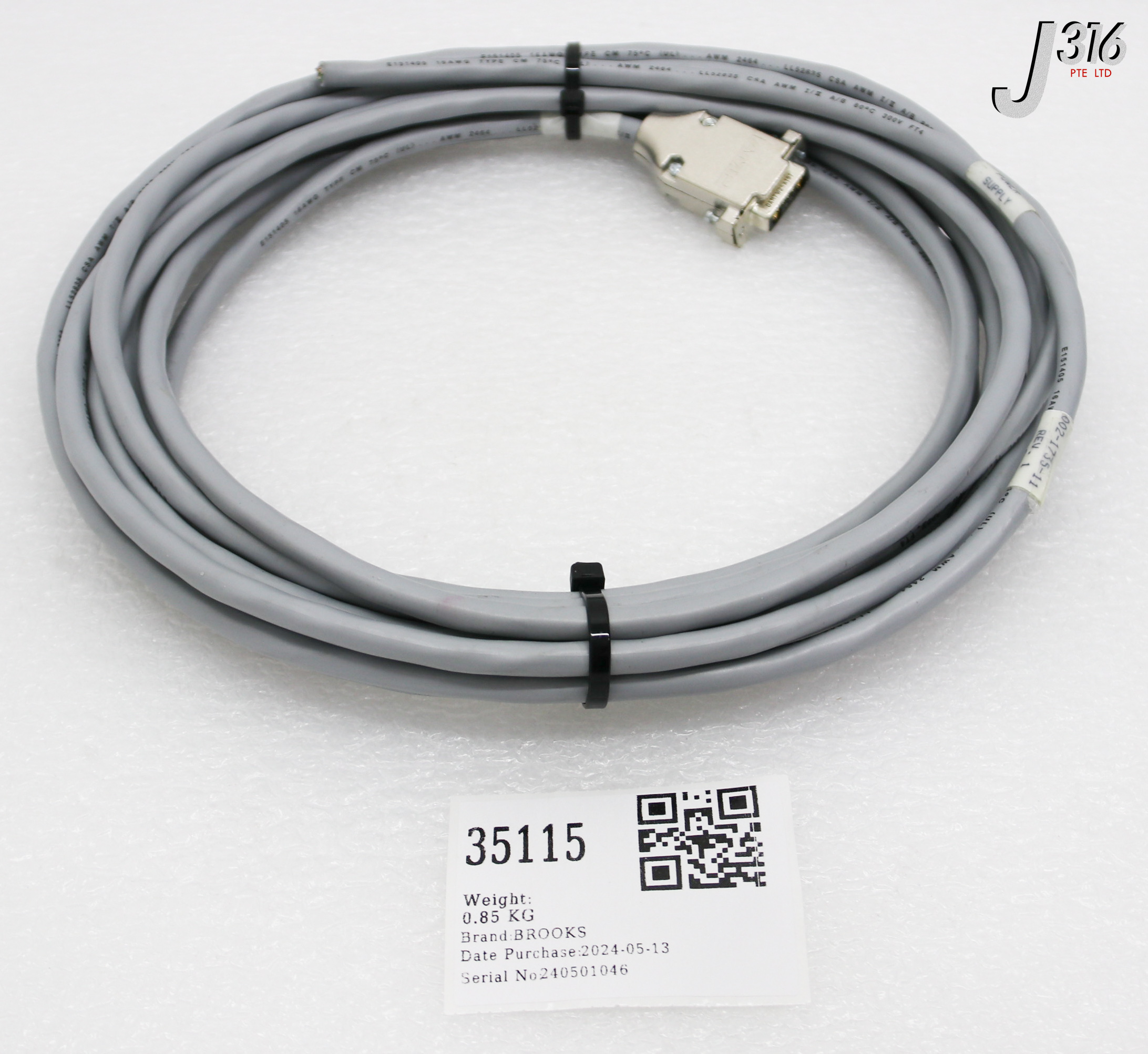 35115 BROOKS CABLE ASSY, POWER CABLE, PS TO VC (NEW) 002-1735-11