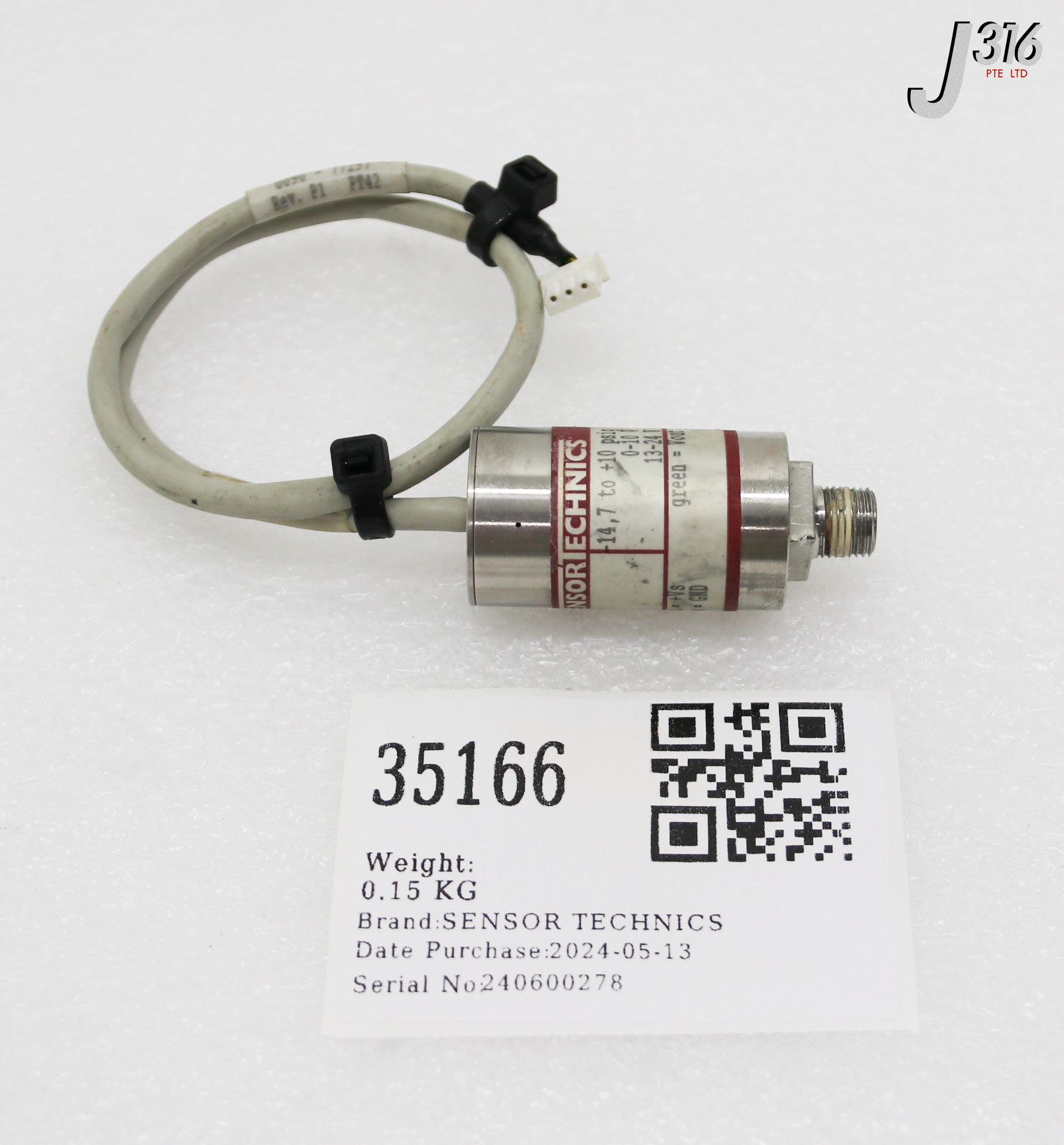 35166 SENSOR TECHNICS PRESSURE SENSOR, -14.7 - 10 PSIG, AMAT 0090-77297 SQ 99770
