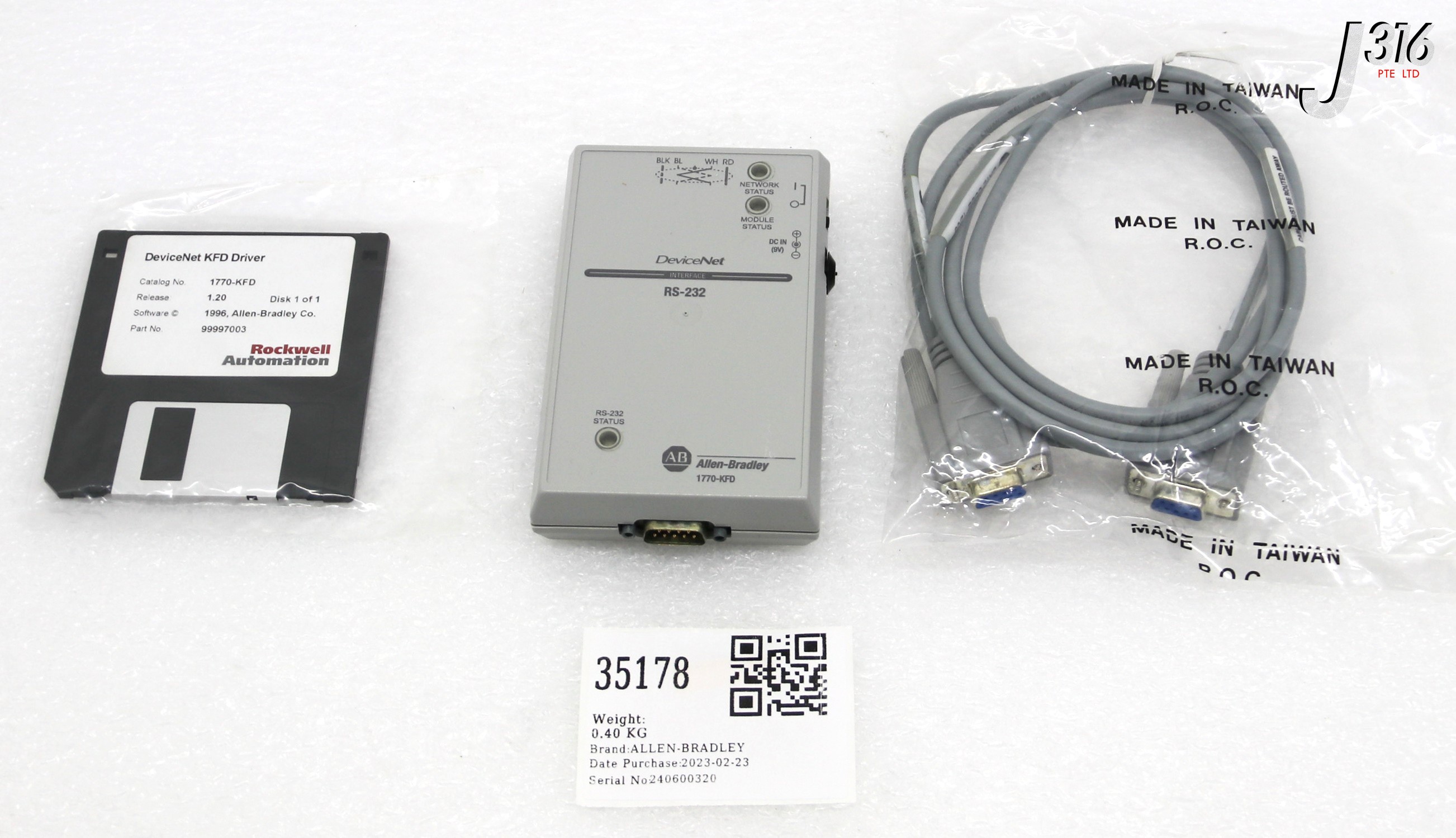 35178 ALLEN-BRADLEY DEVICENET RS-232C INTERFACE MODULE, P/N: 92411671 A01 (NEW) 1770-KFD