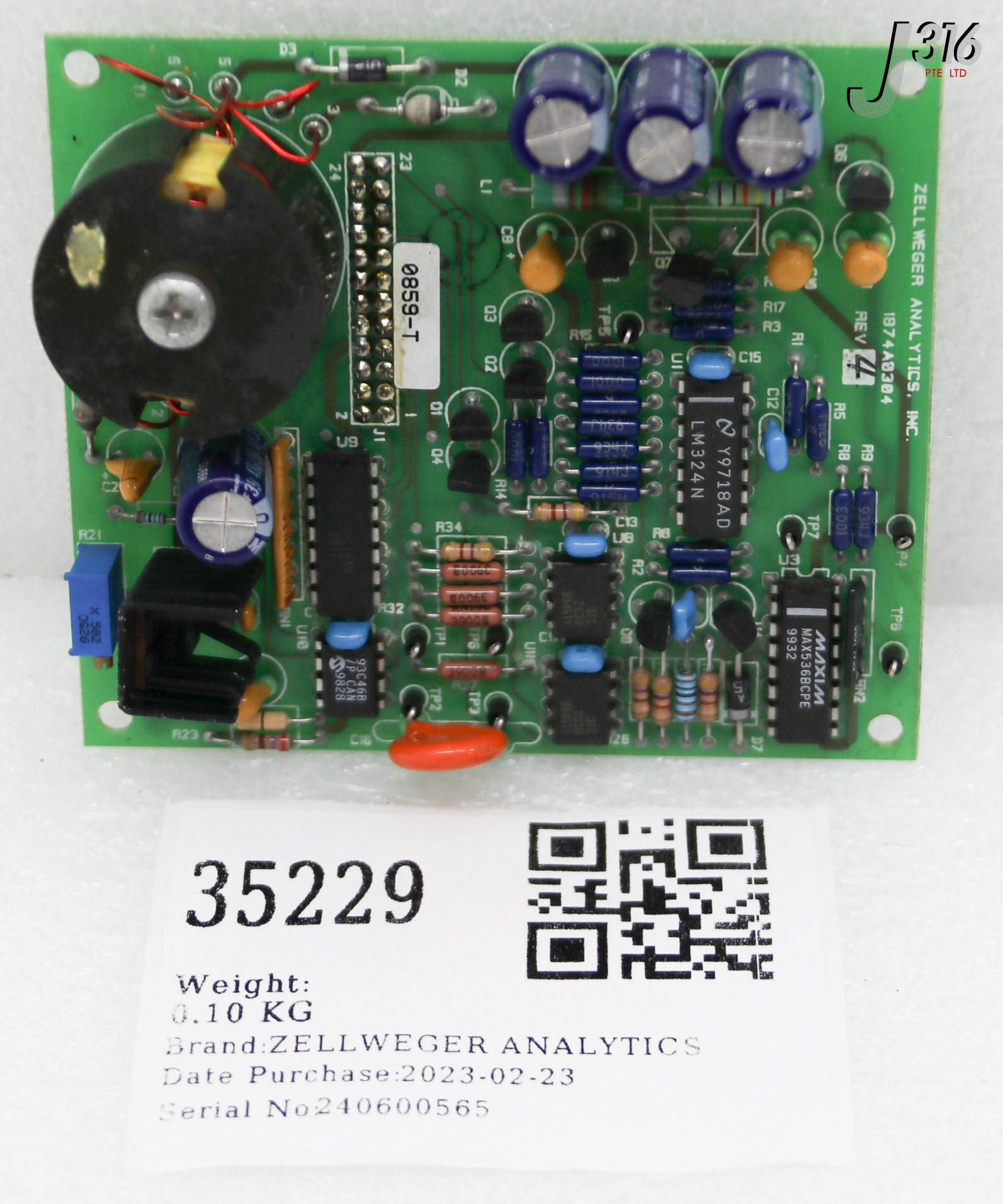 35229 ZELLWEGER ANALYTICS PCB, ASSY 1874A0304