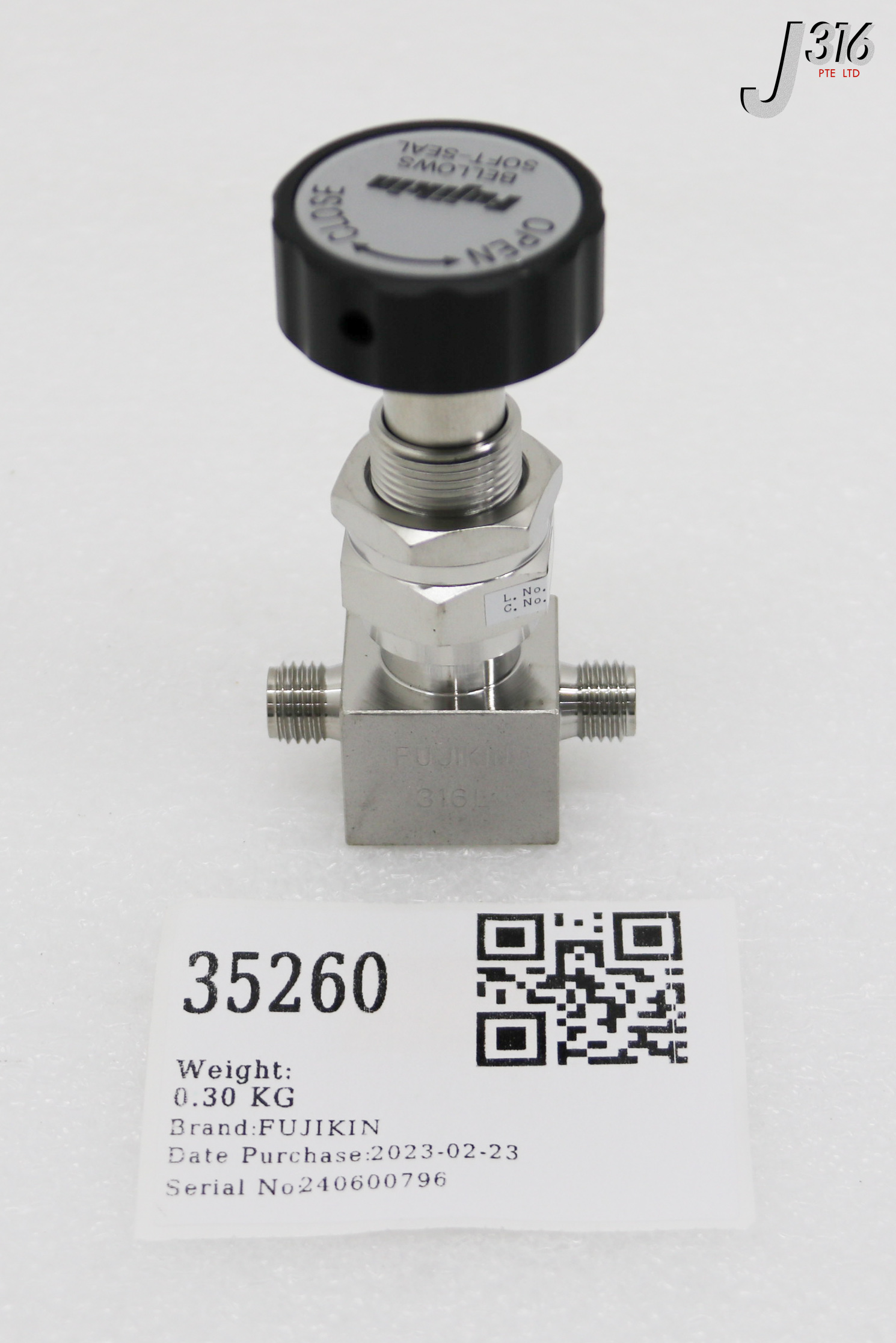 35260 FUJIKIN BELLOWS SOFT-SEAL VALVE 100199