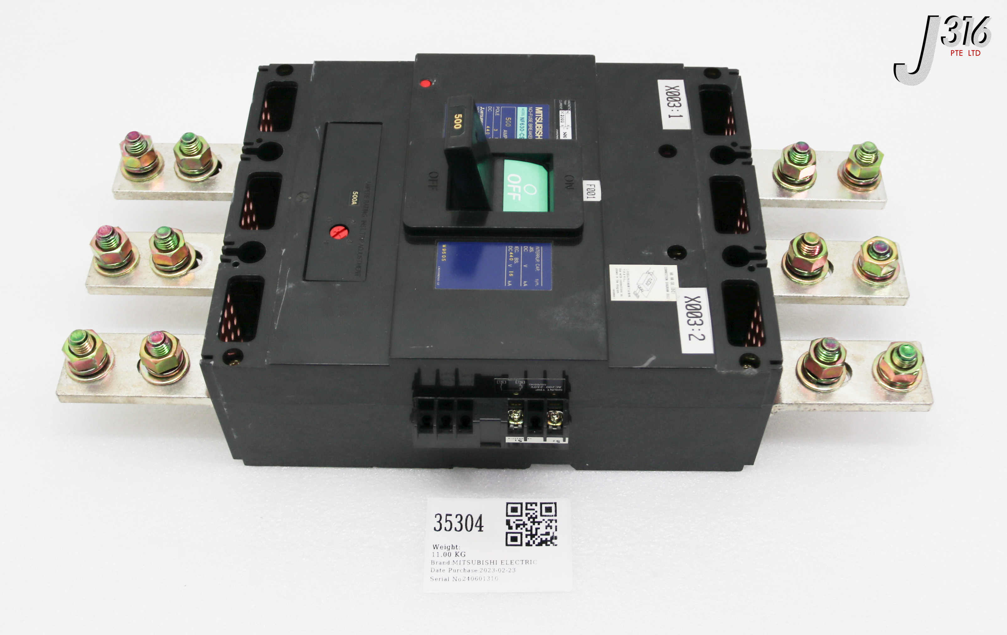 35304 MITSUBISHI ELECTRIC TRIPLE POLE MCCB 500AMP NF630-CS