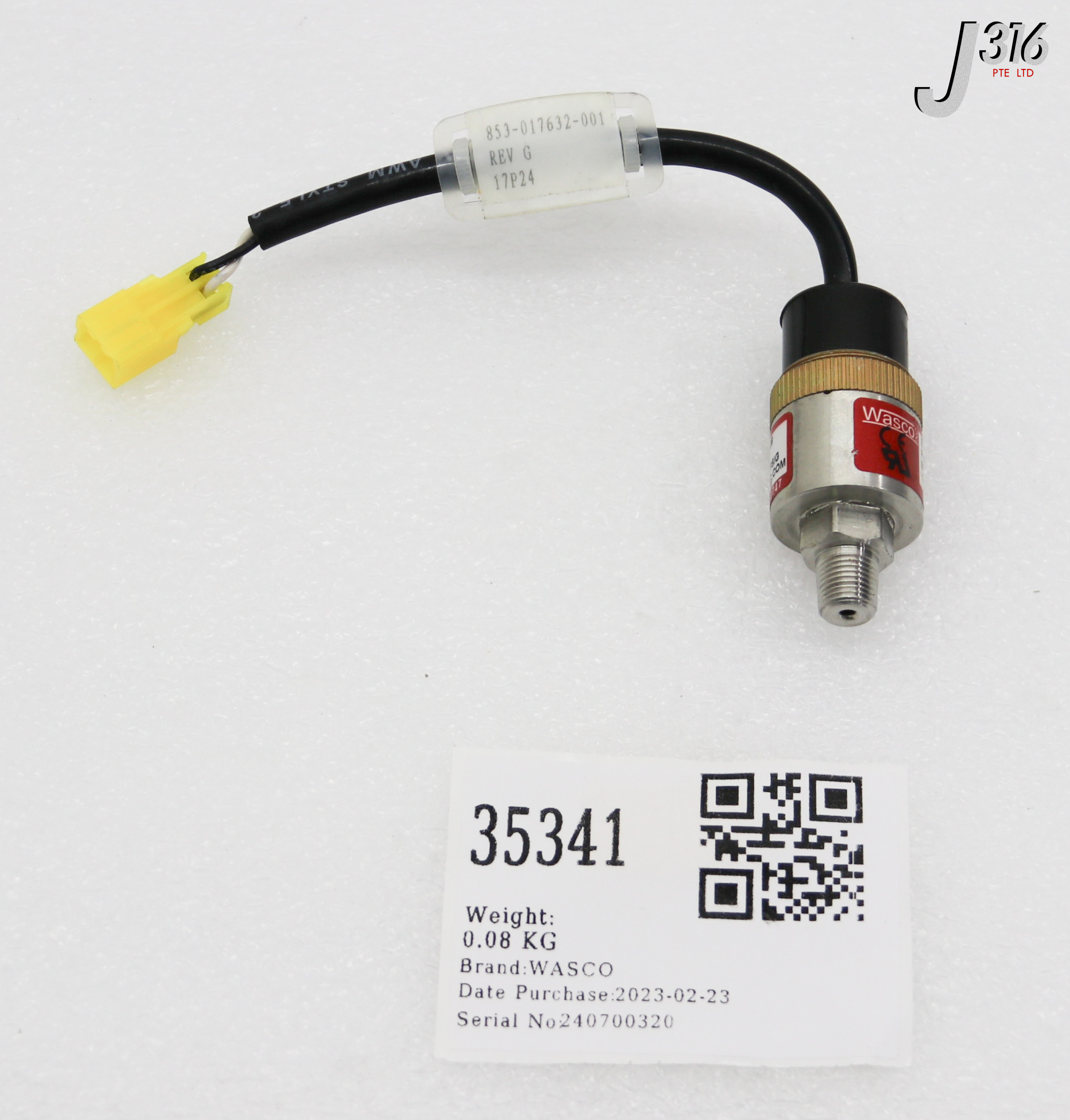 35341 WASCO PRESSURE SWITCH 80 PSIG CL INCREASING, 1A 115VAC, 853-017632-001 SP128-81W2A/6514-X/6688