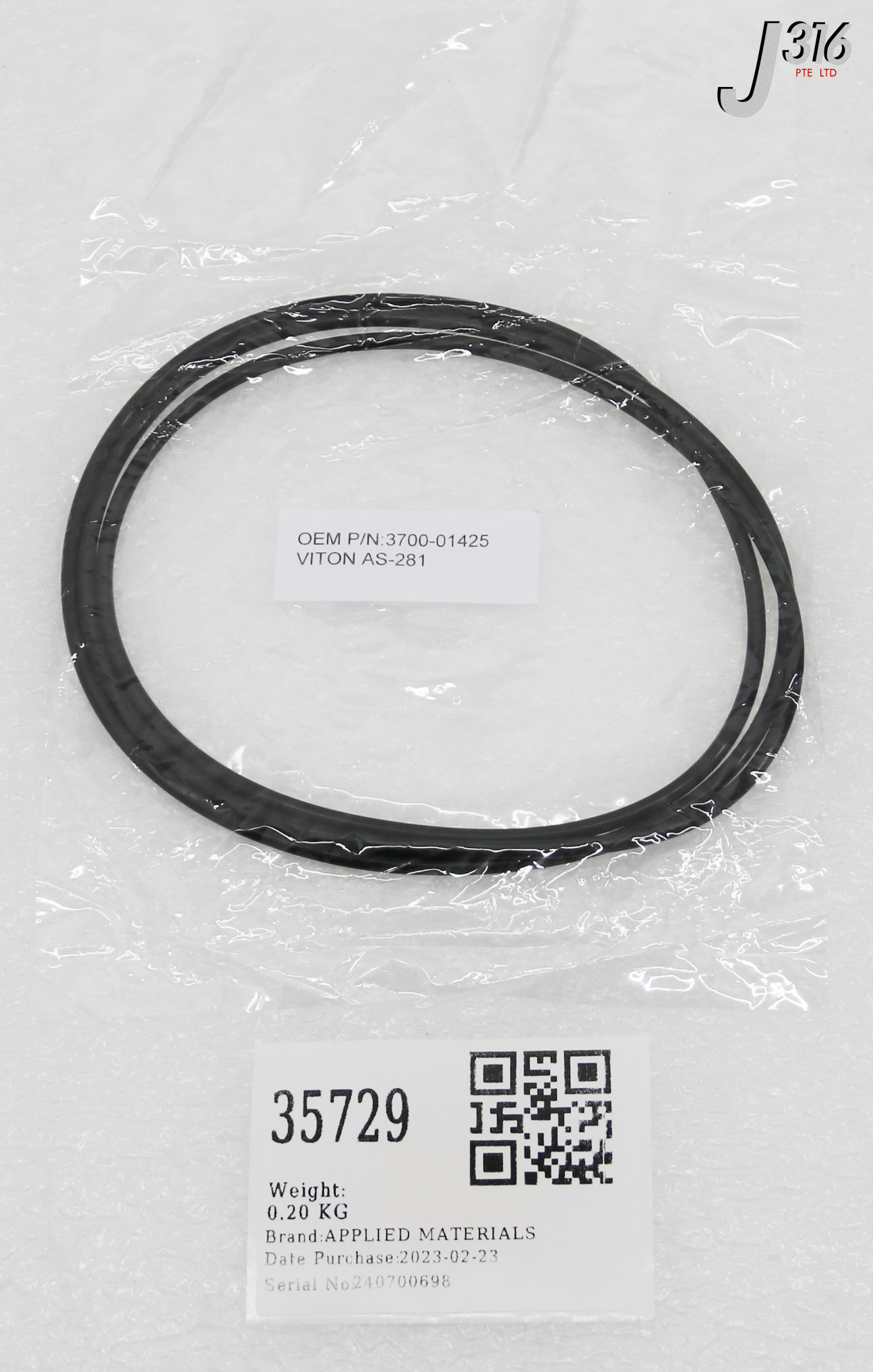 35729 APPLIED MATERIALS ORING ID 14.984 CSD .139 KALREZ 4079 75D (NEW) 3700-01425