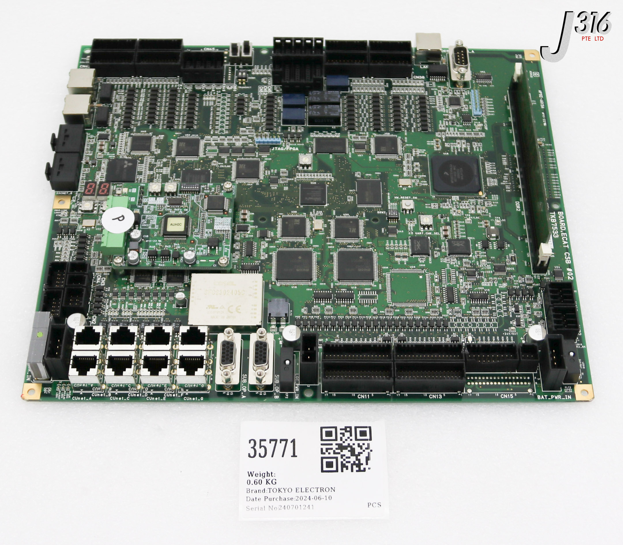 35771 TOKYO ELECTRON PCB, ECAT CSB BOARD, TKB7533, AP9Z-4613A, W/ PCB 0928326-3 & PC2-6400E-555 5044-000617-11