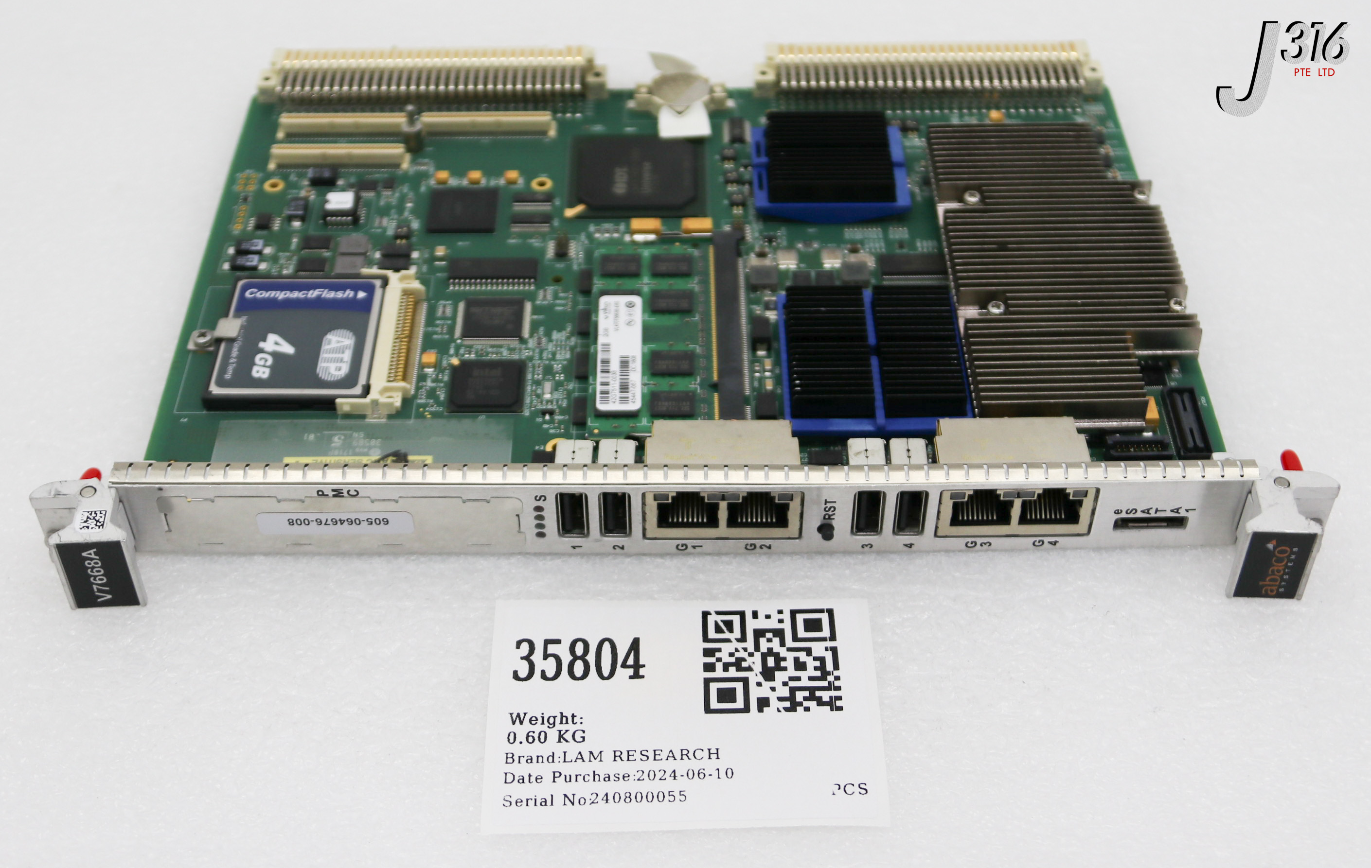 35804 LAM RESEARCH PCB, SINGLE BOARD COMPUTER, V7668A- 132L00W02, W/ FLASH DRIVE 605-064676-008