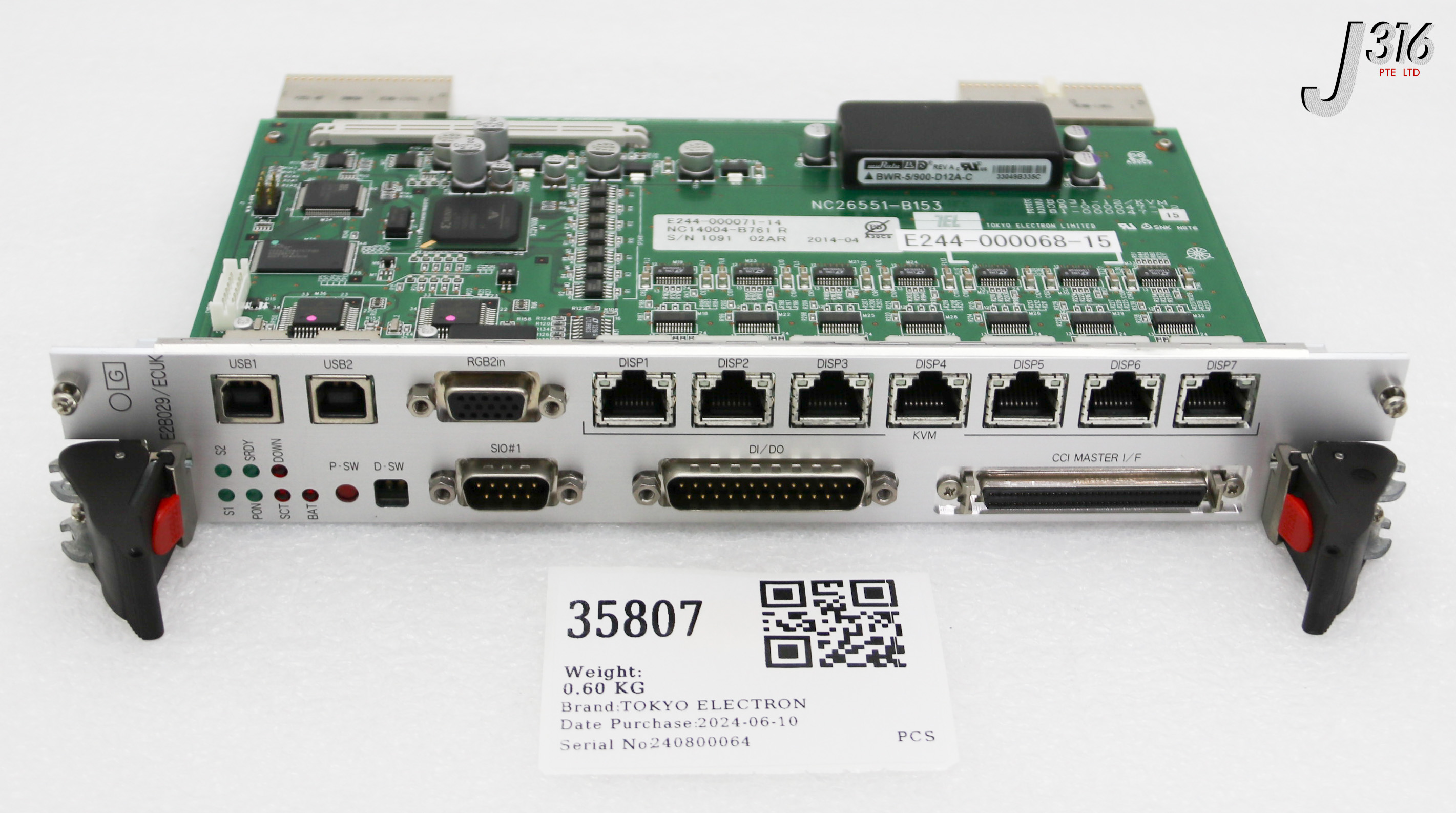 35807 TOKYO ELECTRON PCB ASSY, E2B029/ECUK, E2B023-12/ECUM, E2B031-12/KVM E281-000032-21