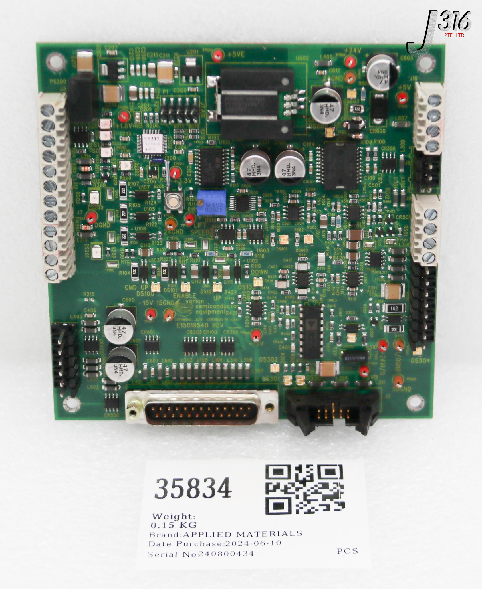 35834 APPLIED MATERIALS PCB ASSY, ORIENT, CONTROL INTERFACE, VARIAN E15019540