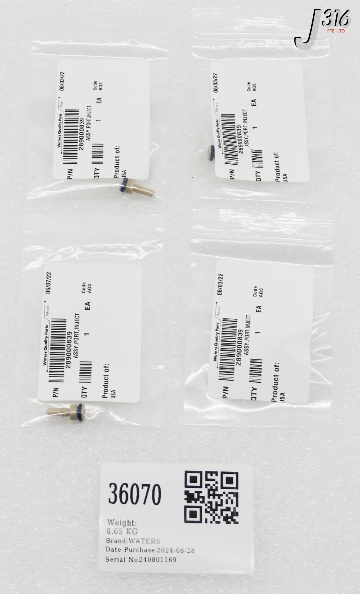 36070 WATERS PORT INJECT ASSY (LOT OF 4) (NEW) 700002284