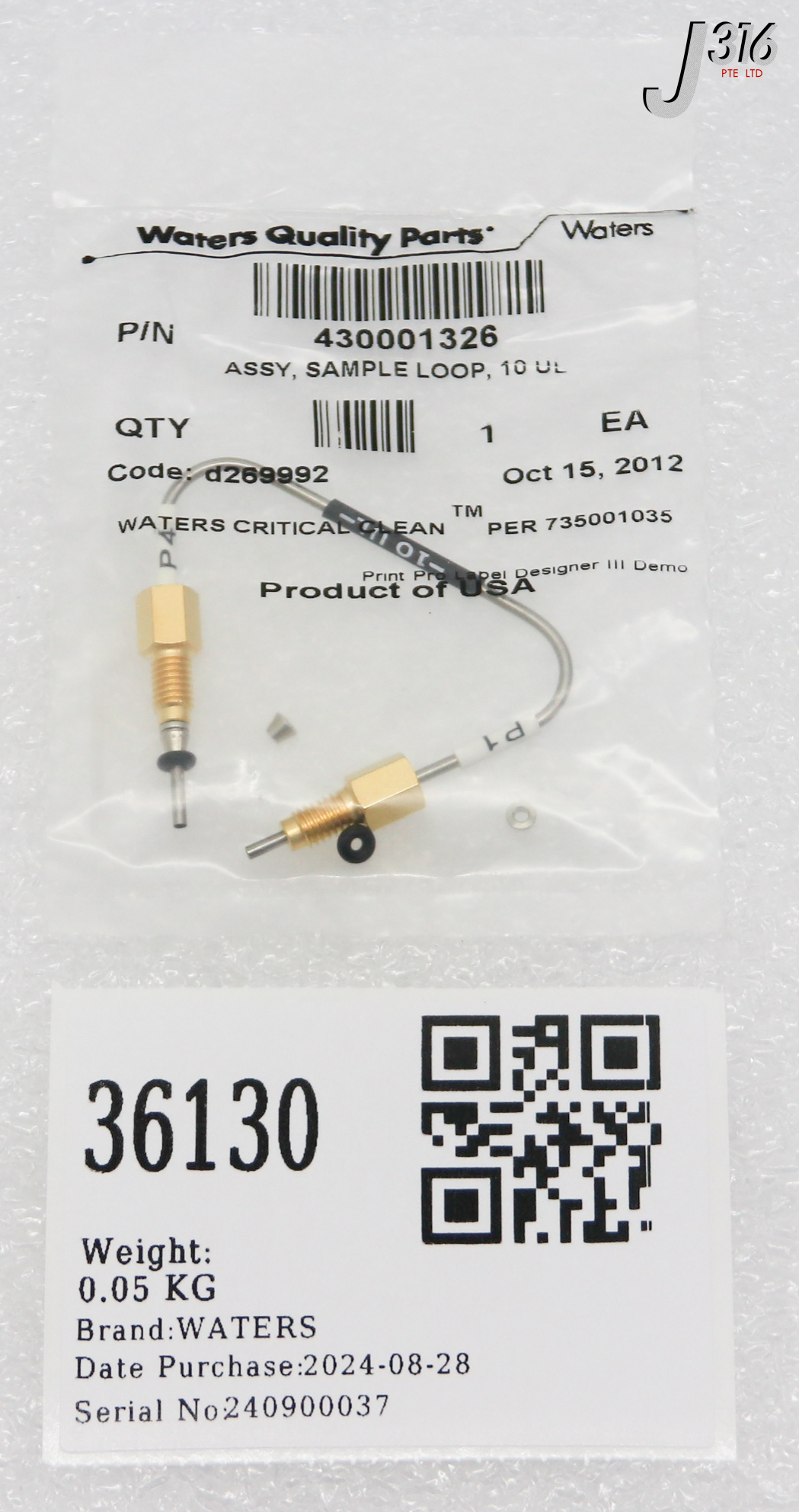 36130 WATERS ASSY, SAMPLE LOOP, 10µL (NEW) 430001326