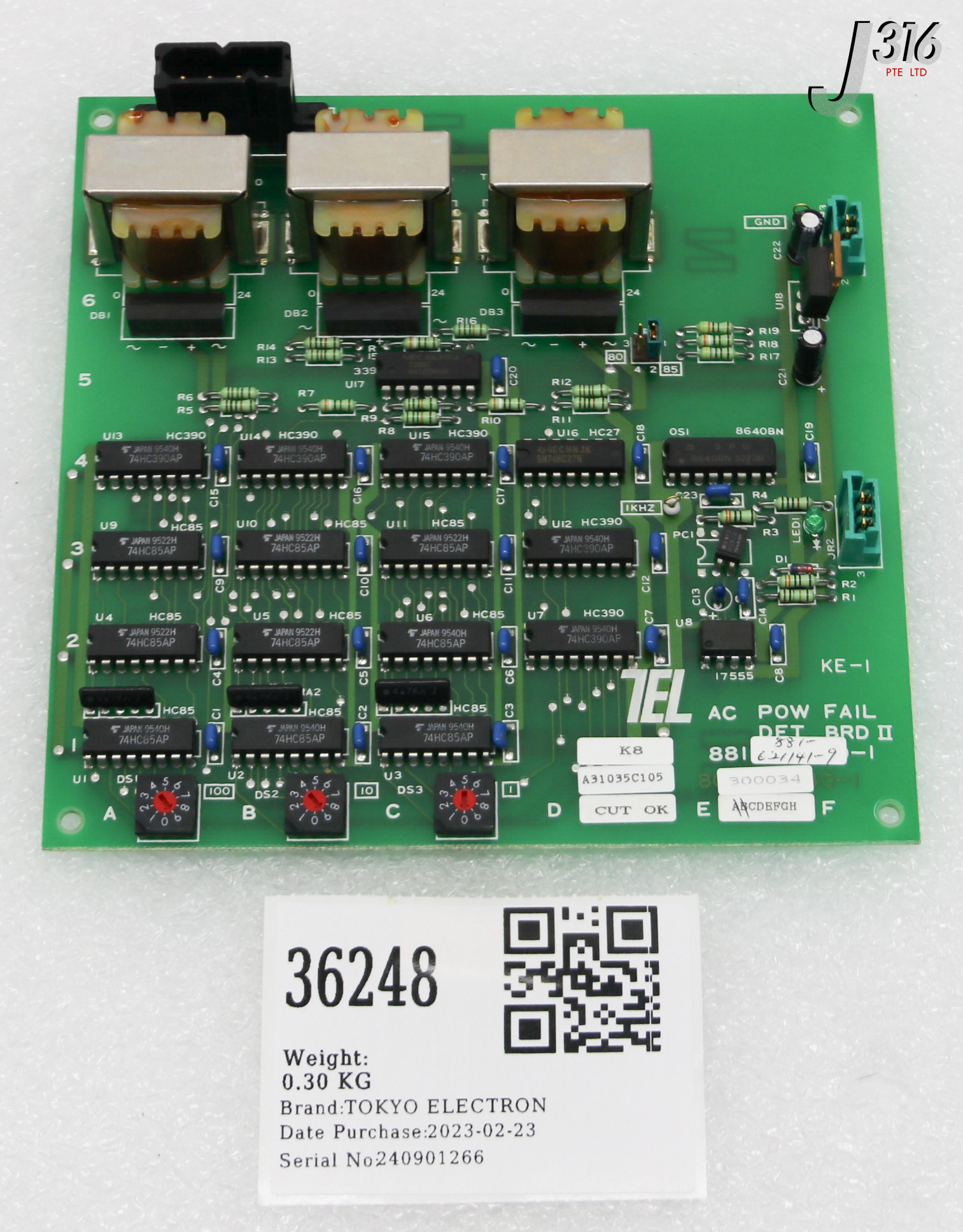36248 TOKYO ELECTRON PCB, AC POWER FAIL DETECTOR BD II 881-621141-9