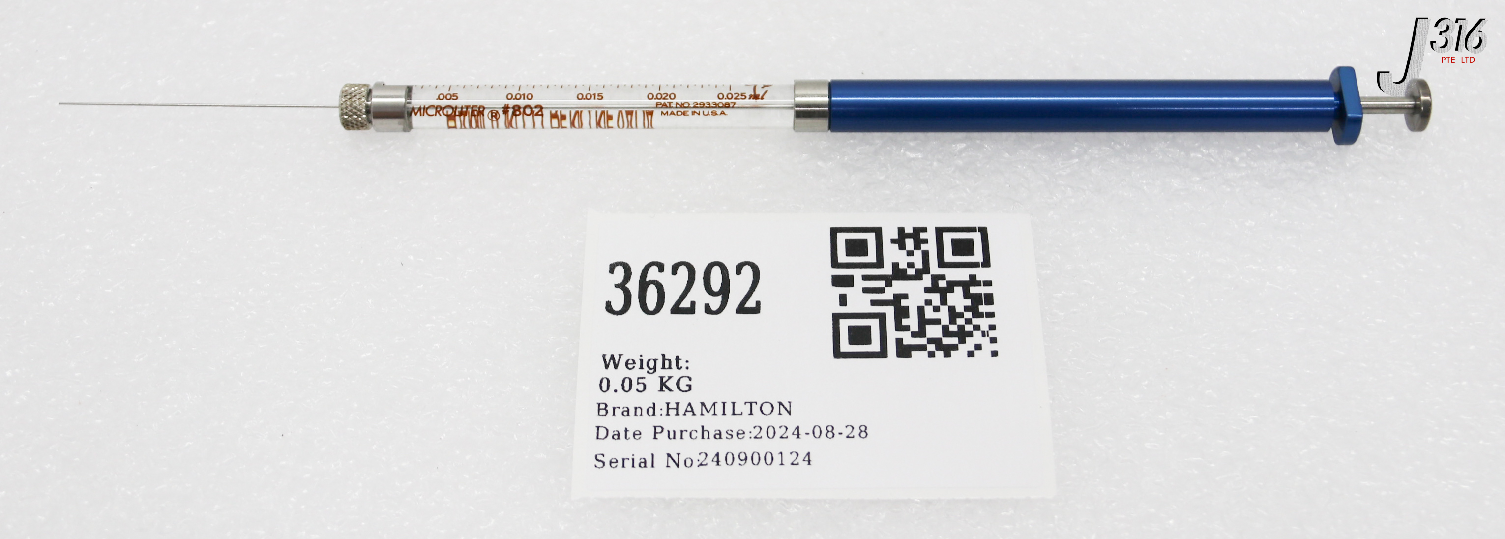 36292 HAMILTON MICROLITER SYRINGE MODEL 802 RNW (NEW) 84816
