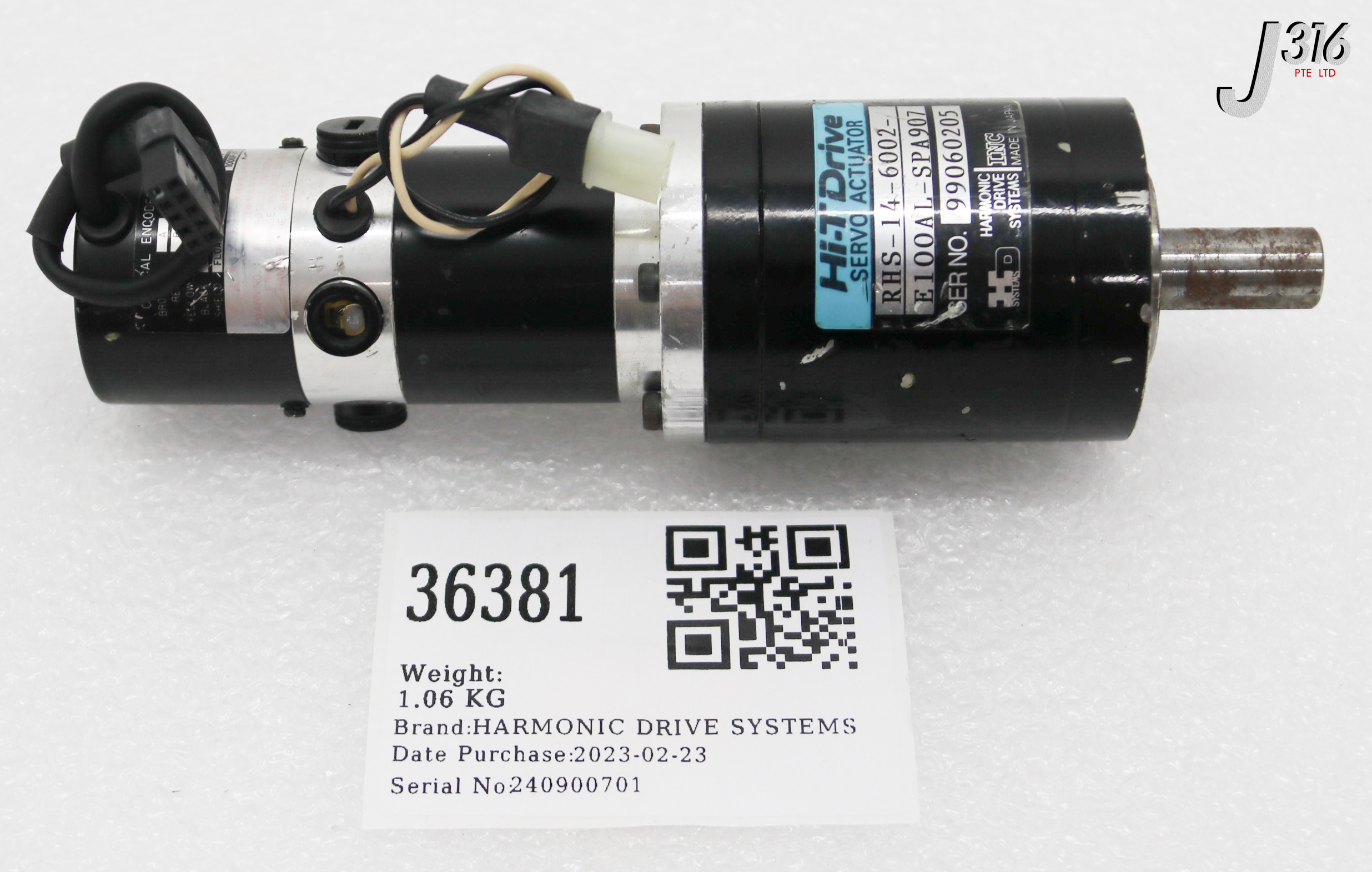 36381 HARMONIC DRIVE SYSTEMS HI-T DRIVE SERVO ACTUATOR W/ OPTICAL ENCODER ME-02-L RHS-14-6002-E100AL-SPA907