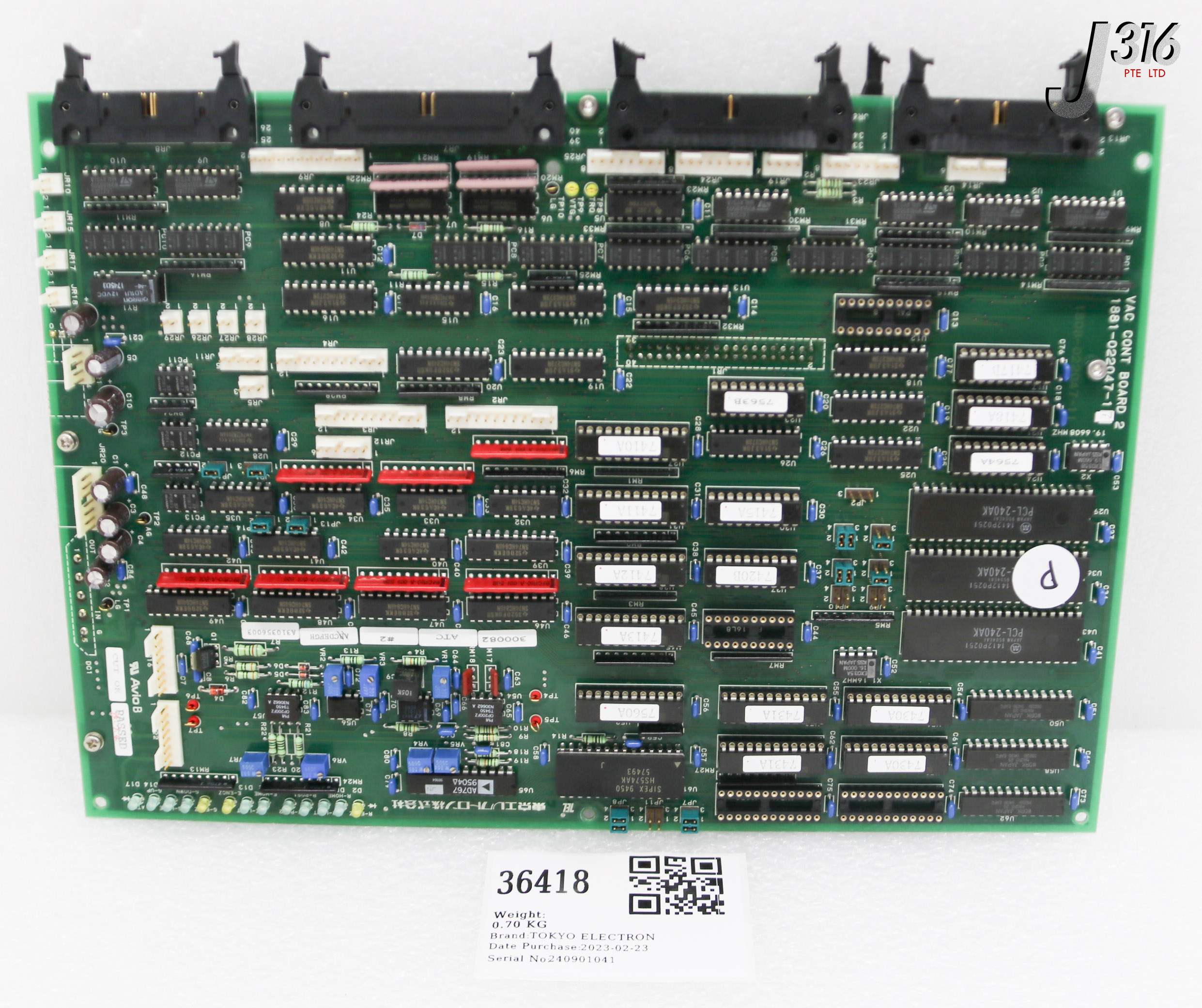 36418 TOKYO ELECTRON PCB, VAC CONT BOARD 1808-022047-11 W/ 881-521470-1 1881-022047-17