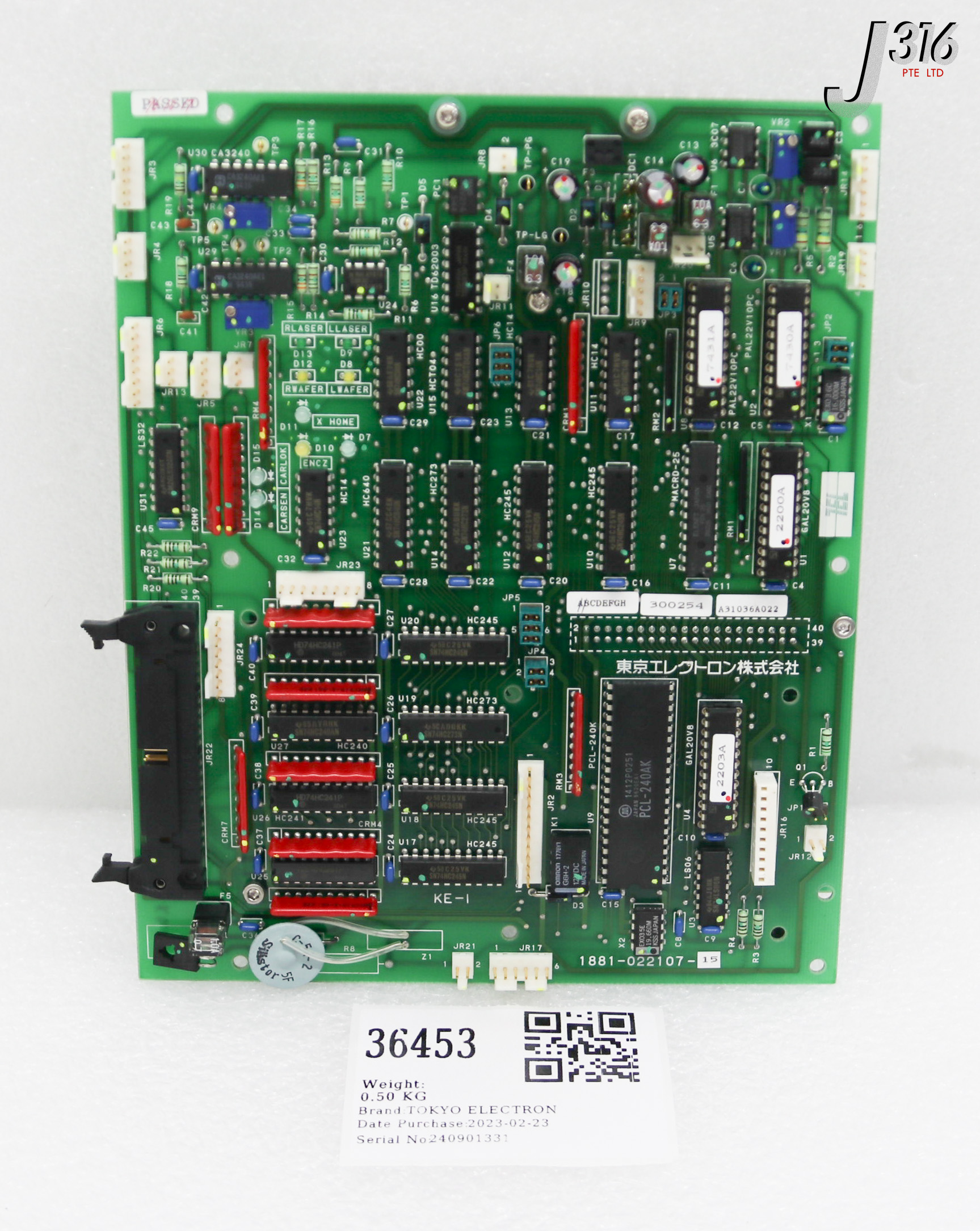 36453 TOKYO ELECTRON PCB ASSY 1808-022107-12 W/ 881-621470-1 1881-022107-15