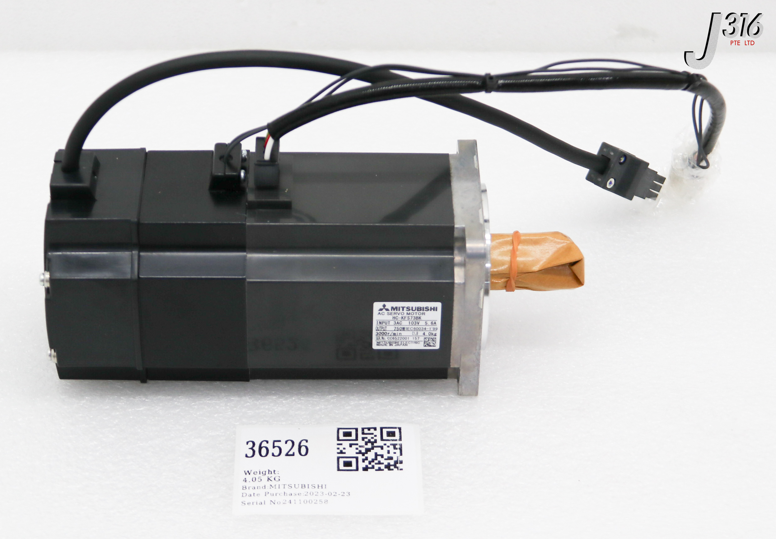 36526 MITSUBISHI AC SERVO MOTOR, 750W, 3000R/MIN (NEW) HC-KFS73BK