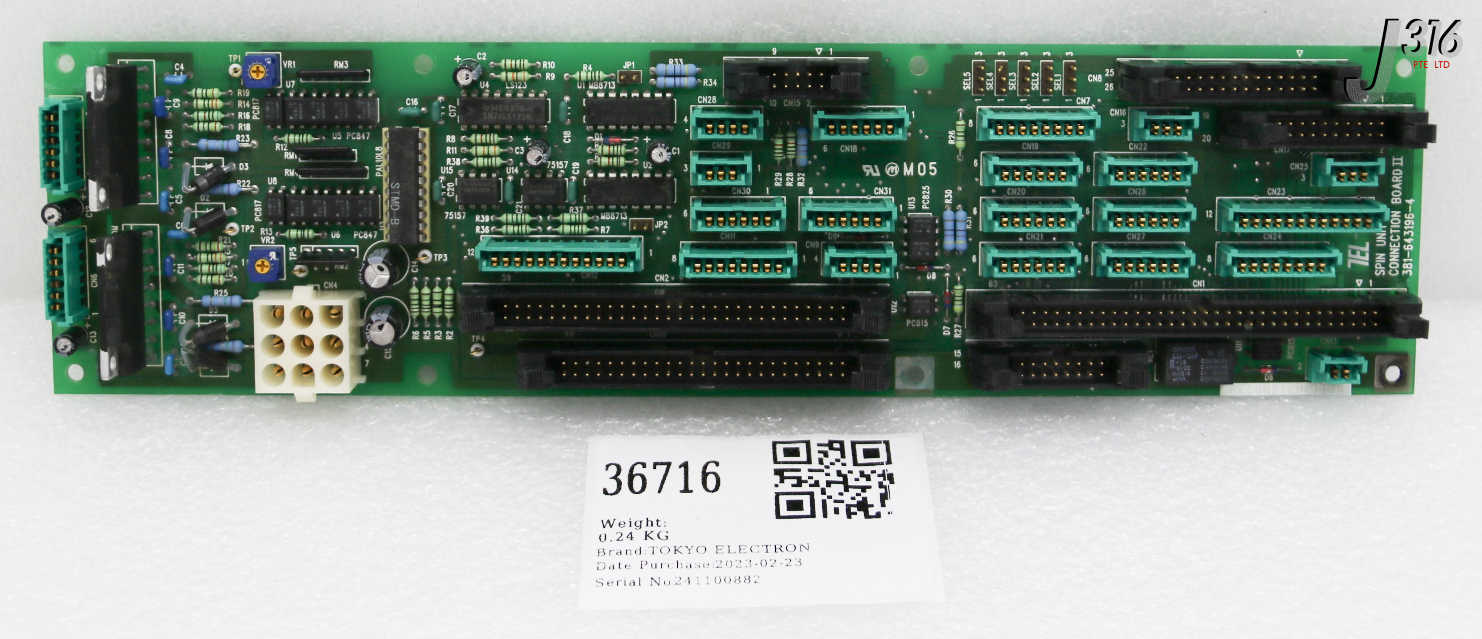 36716 TOKYO ELECTRON PCB, SPIN UNIT CONNECTION BOARD II 381-643196-4