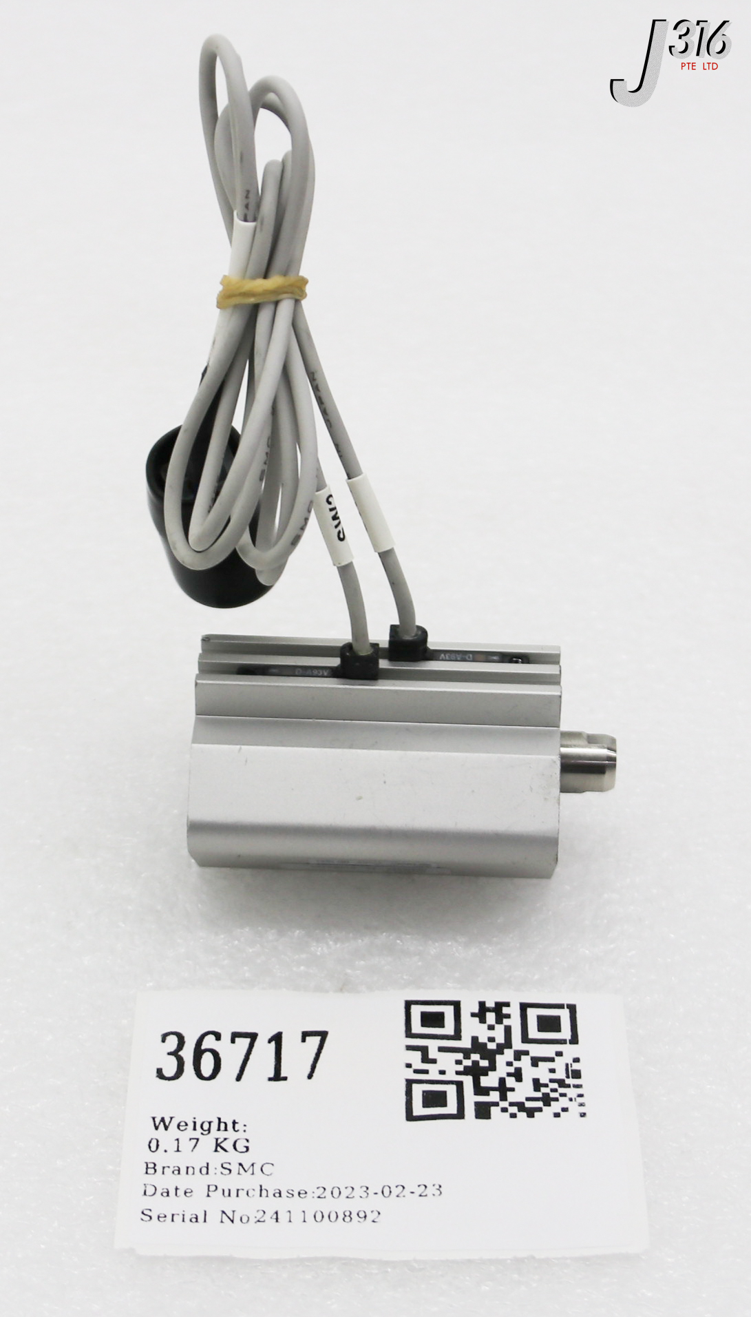 36717 SMC PNEUMATIC CYCLINDER 1.0MPA W/ D-A93V CDQ2A20-25-DUQ00454