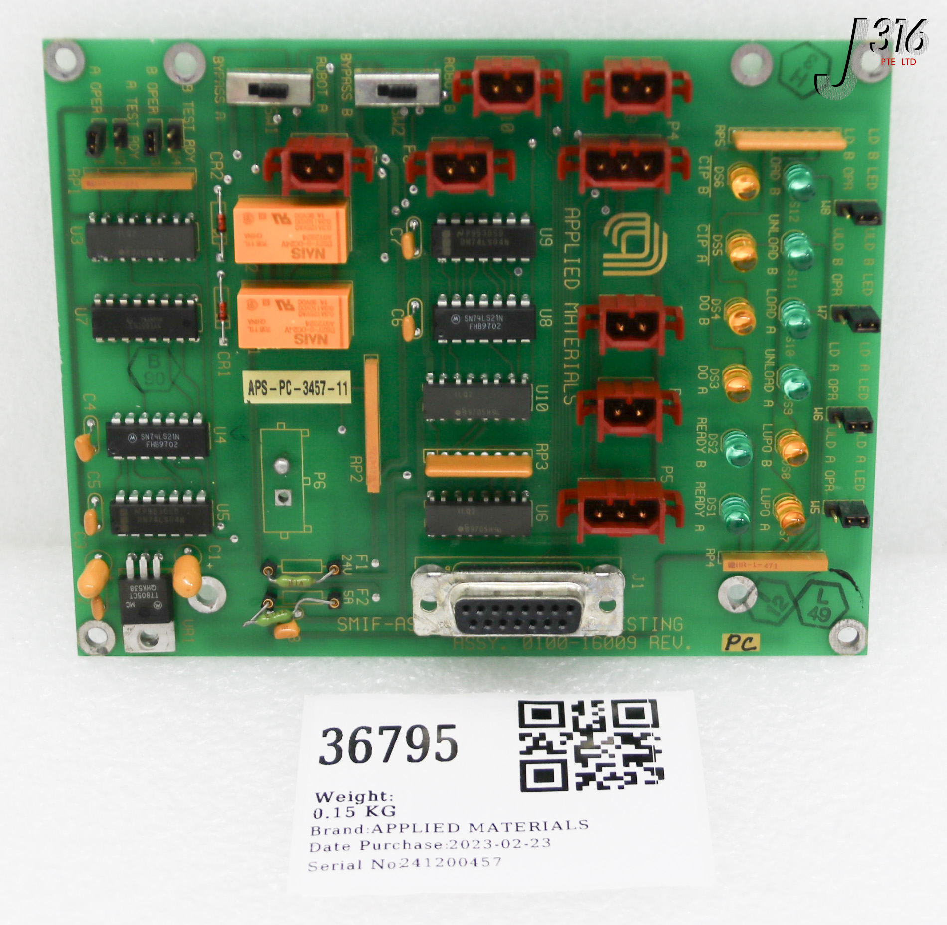 36795 APPLIED MATERIALS ASSY, PCB SMIF-ASYST WIDE BODY INTERLOCK 0100-16009