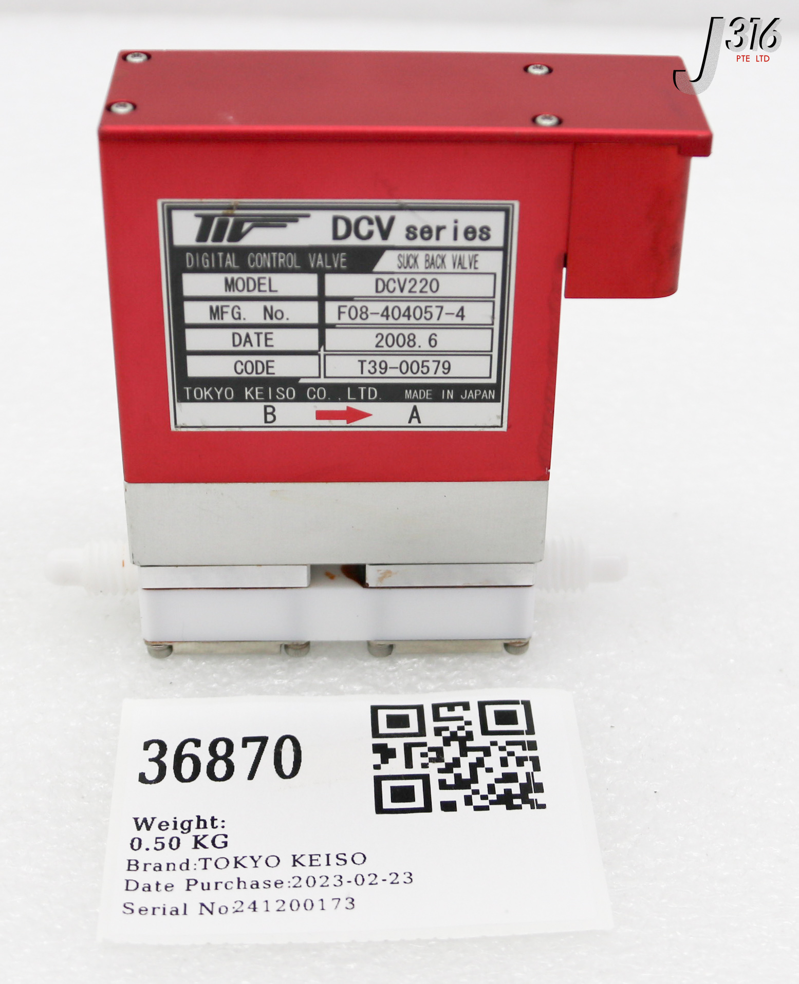 36870 TOKYO KEISO DIGITAL CONTROL VALVE, DCV SERIES, F21-405609-4 DCV220