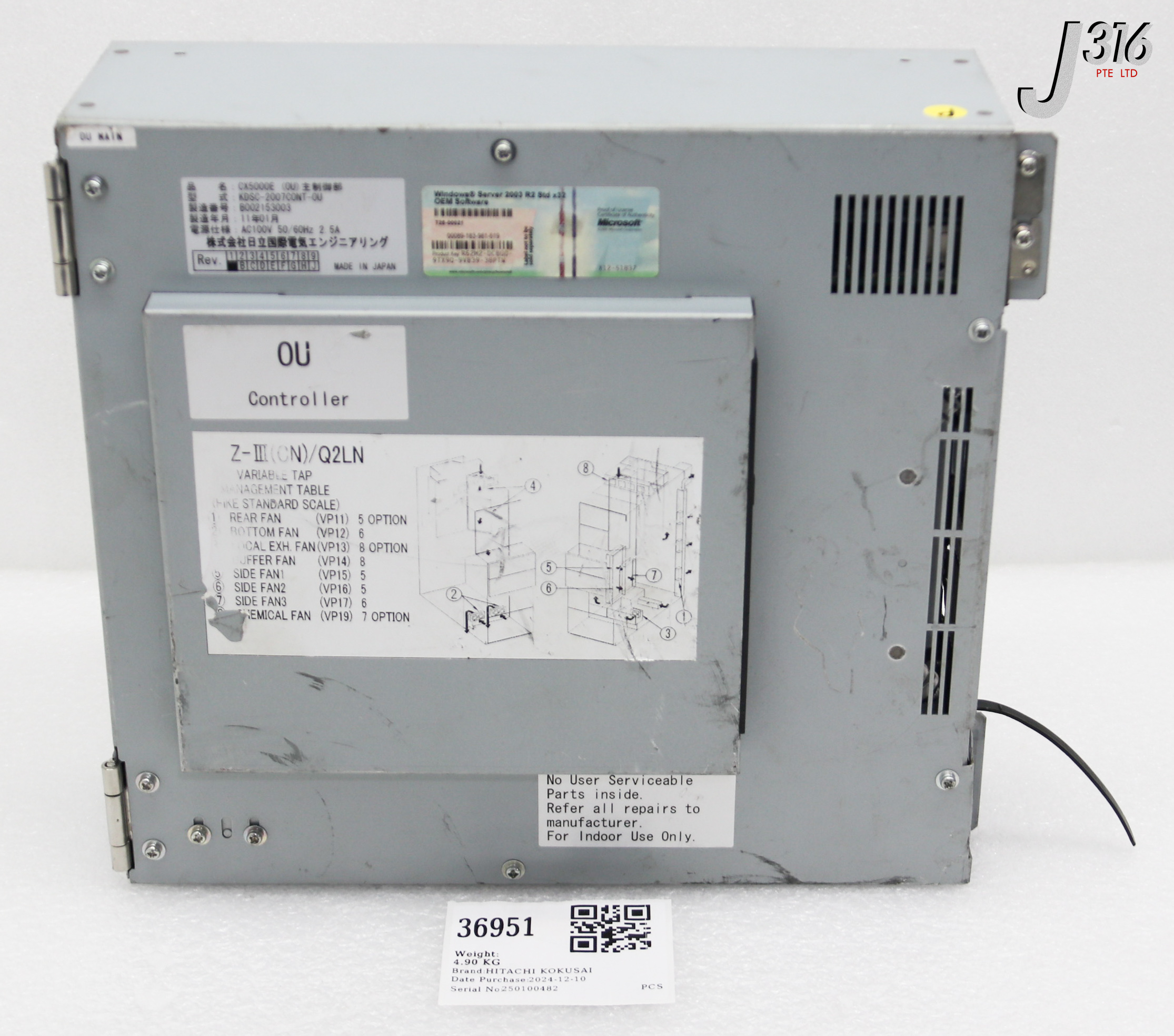 36951 HITACHI KOKUSAI CONTROLLER ASSY, OU MAIN CONTROL UNIT, KDSC-2007CONT-OU CX5000E