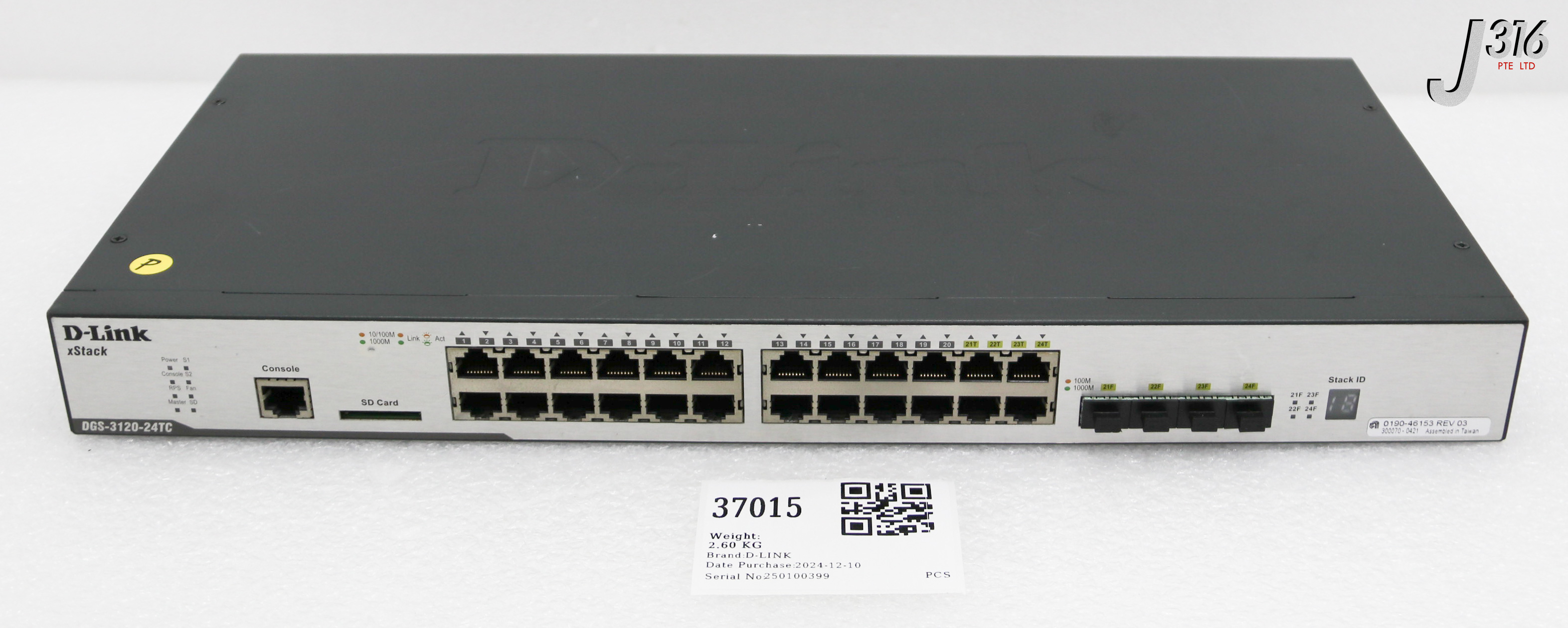 37015 D-LINK 24TC- PORT XSTARCK ETHERNET SWITCH, AMAT 0190-46153 DGS-3120-24TC