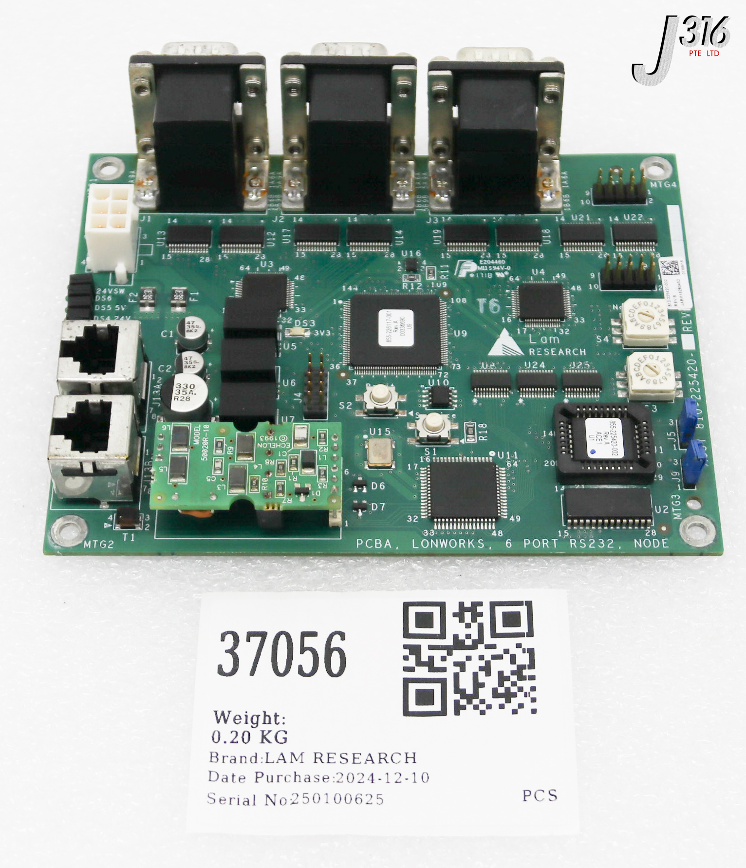 37056 LAM RESEARCH PCBA, LONWORKS, 6 PORT RS232, NODE W/ 375-0167-51 810-225420-002