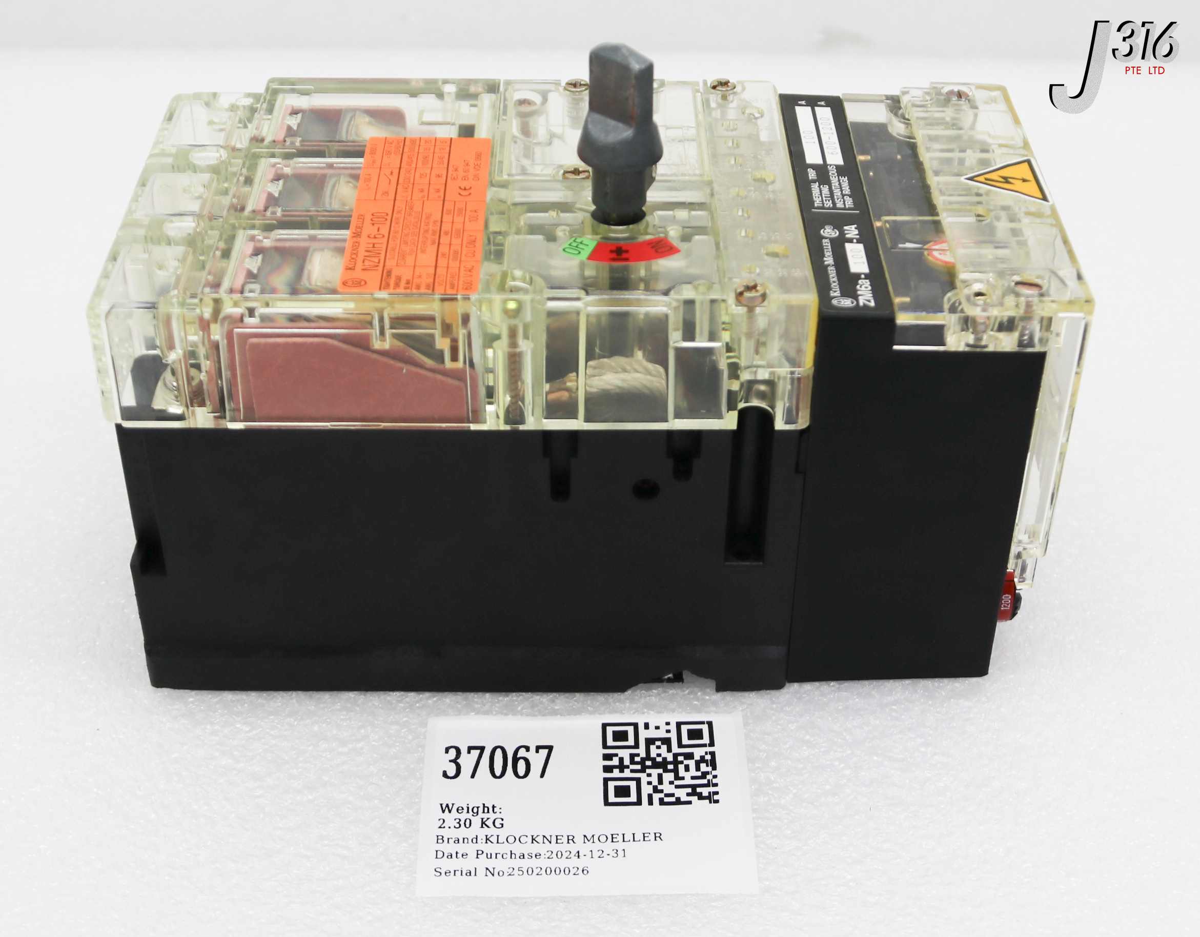 37067 KLOCKNER MOELLER CIRCUIT BREAKER W/ TRIP MODULE ZM6A-100-NA NZMH 6-100