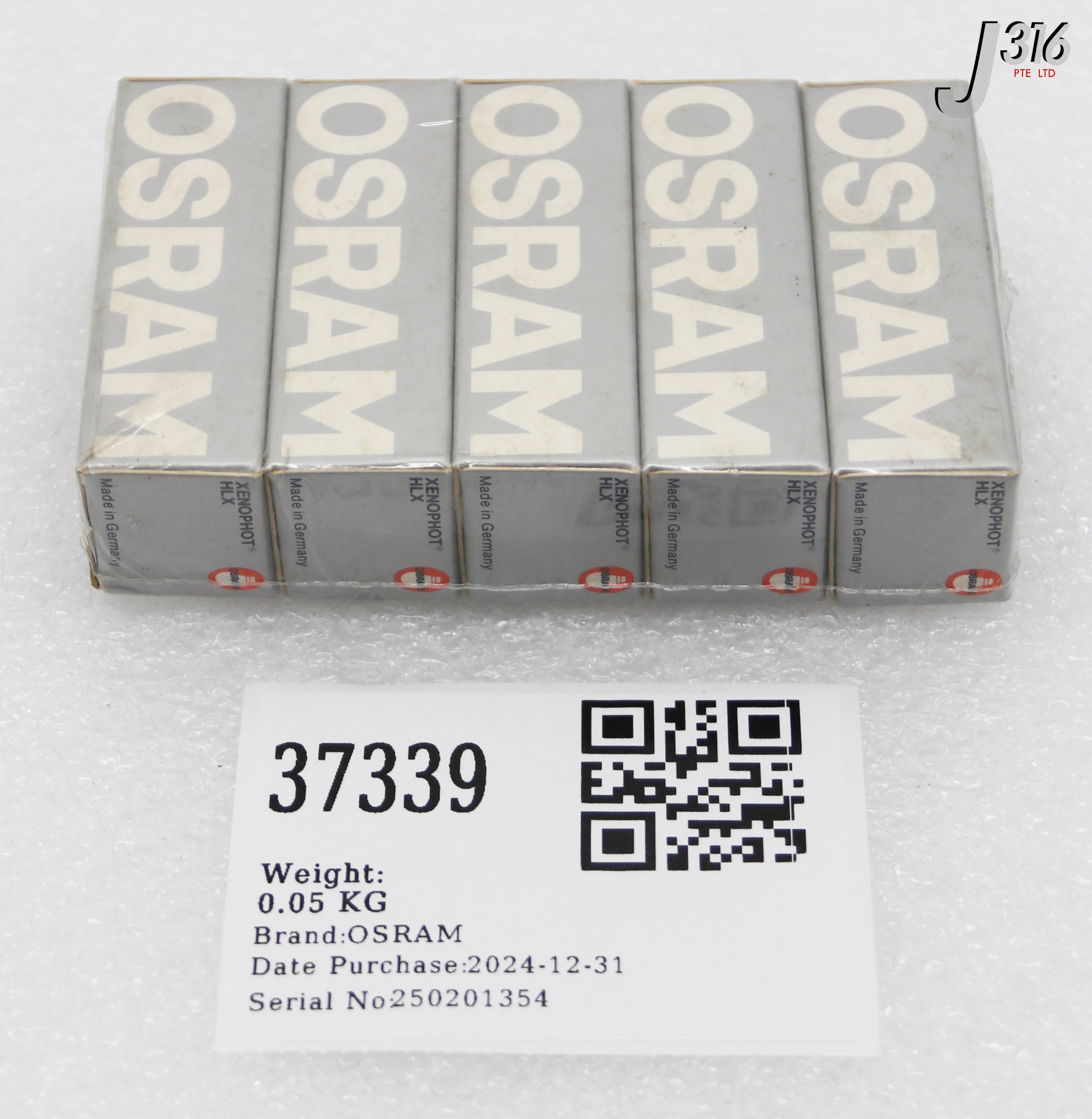 37339 OSRAM HALOGEN BULB, XENOPHOT HLX, 250W (LOT OF 5) (NEW) HLX 64655 EHJ
