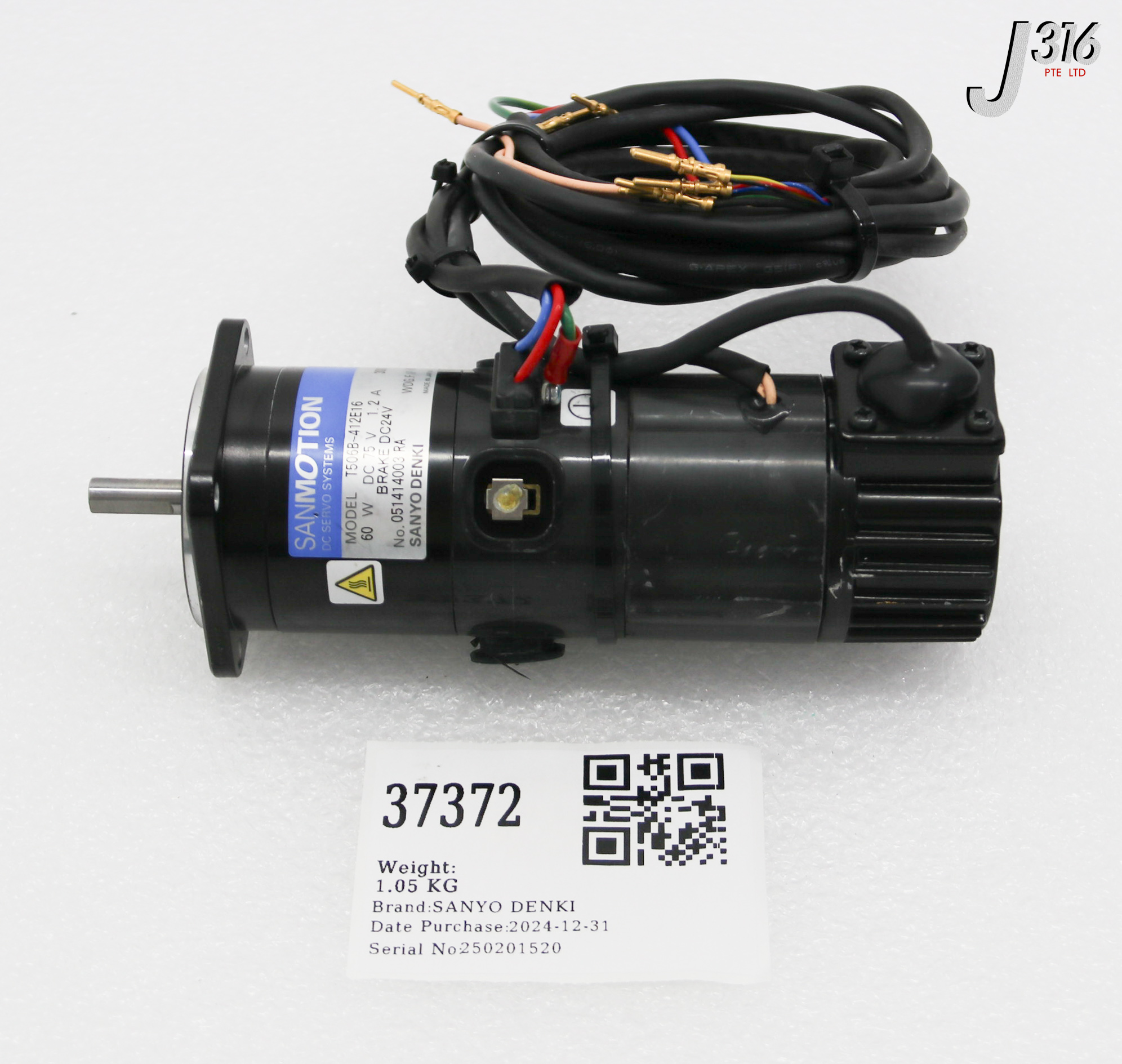 37372 SANYO DENKI DC SERVO MOTOR, SANMOTION T506B-412E16