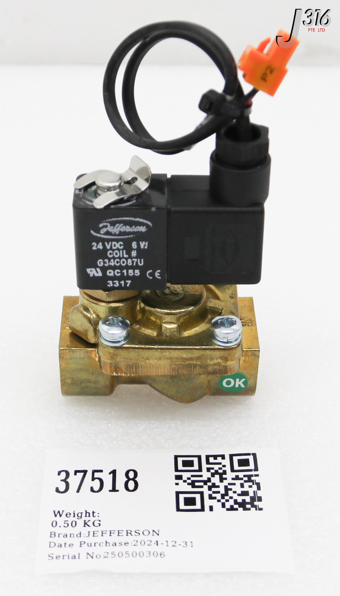37518 JEFFERSON 2-WAY SOLENOID VALVE, G34C087U 2036BA03T