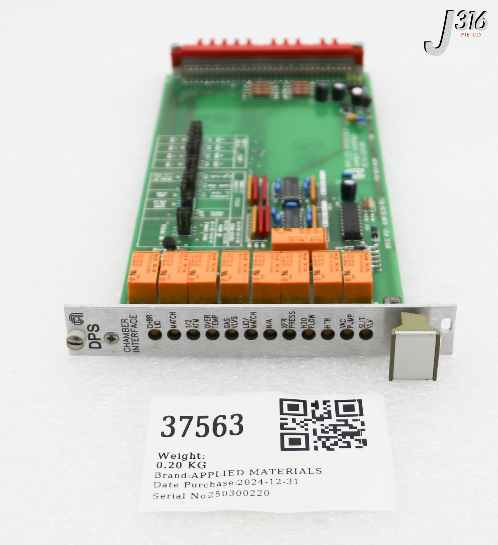 37563 APPLIED MATERIALS PCB ASSY, CHAMBER INTERFACE, POLY DPS-A3, CENTURA, 0100-35138 0190-35278
