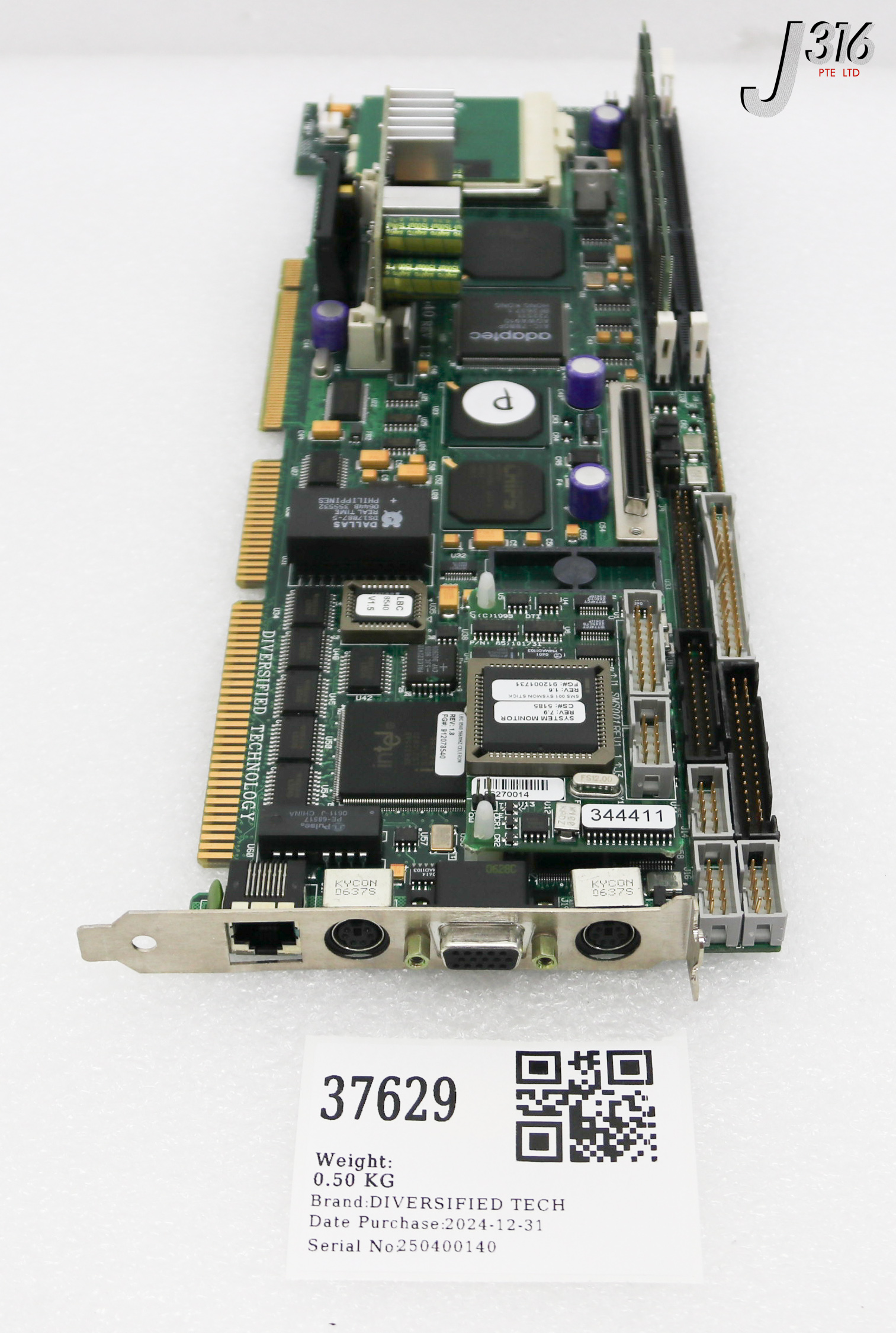 37629 DIVERSIFIED TECH PCB, INDUSTRIAL MOTHERBOARD ASSY P/N: 651208540, W/ SMS001 & RCB004-12 LBC8540