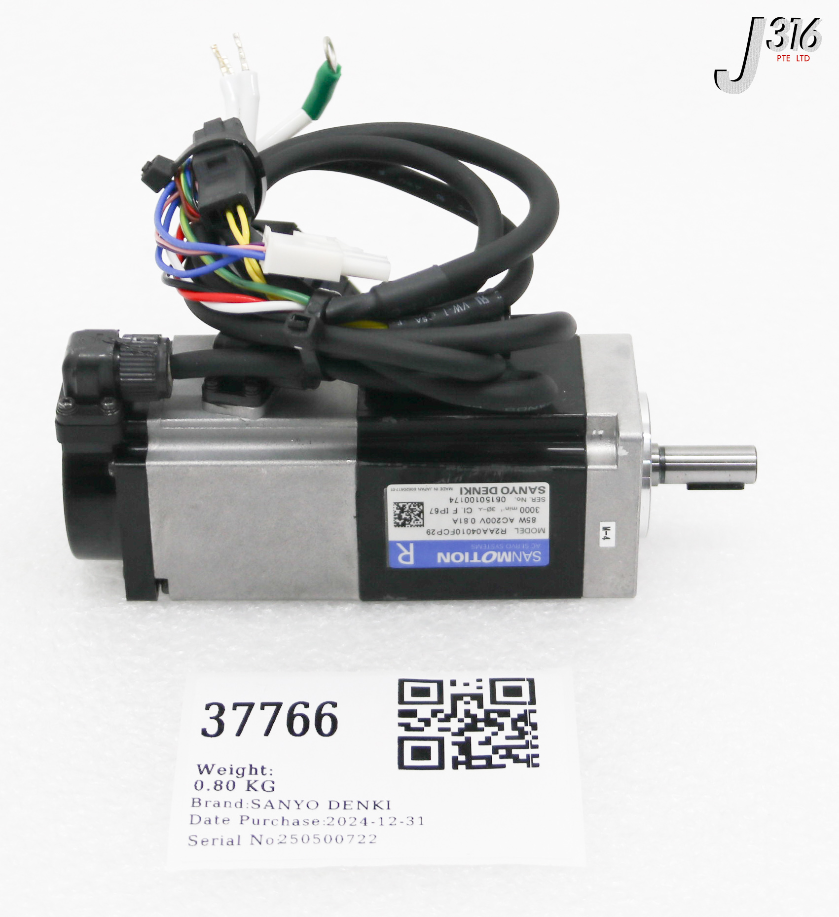 37766 SANYO DENKI SANMOTION, AC SERVO MOTOR R2AA04010FCP29
