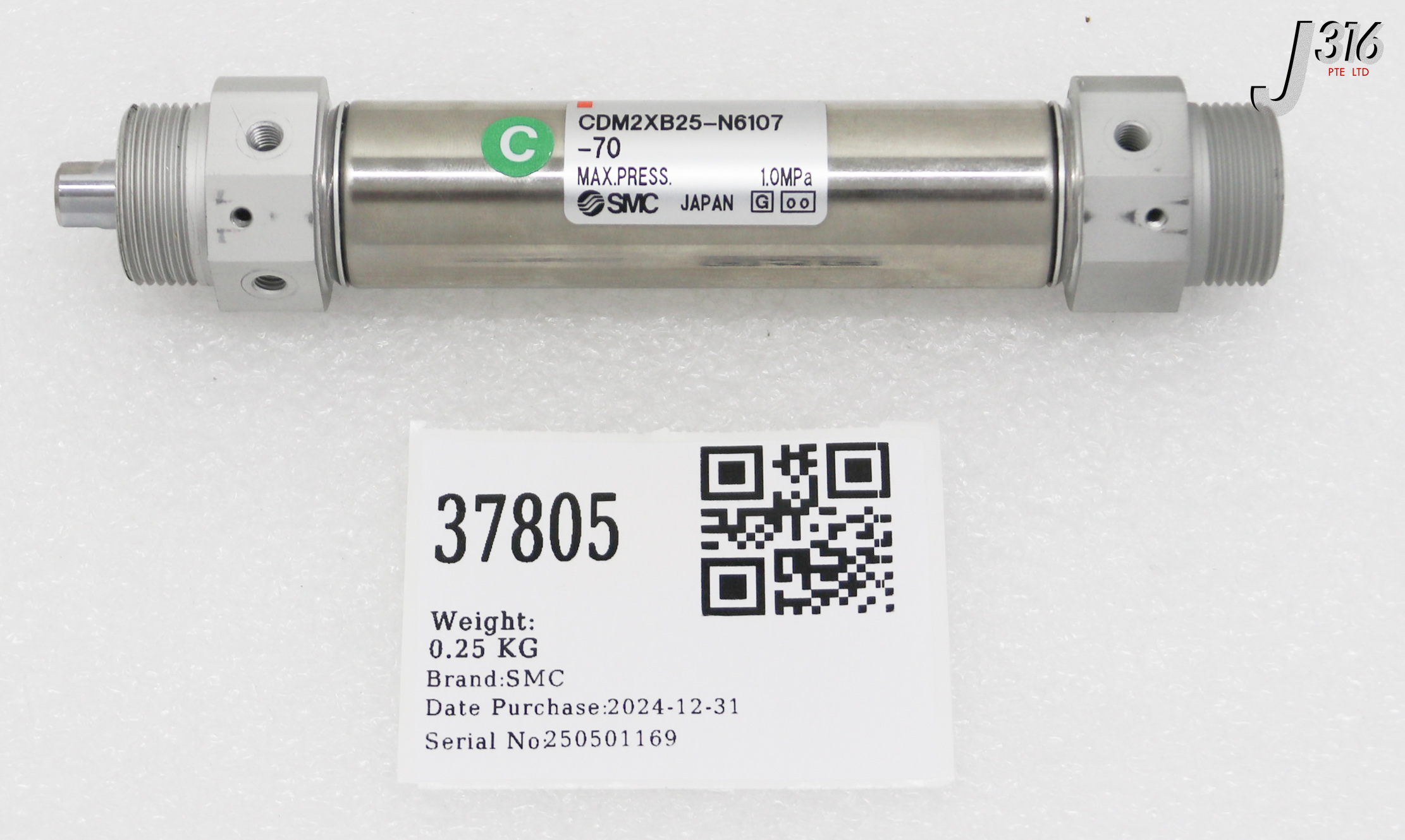 37805 SMC AIR CYLINDER, LENGTH: 24CM CDM2XB25-N6107-70
