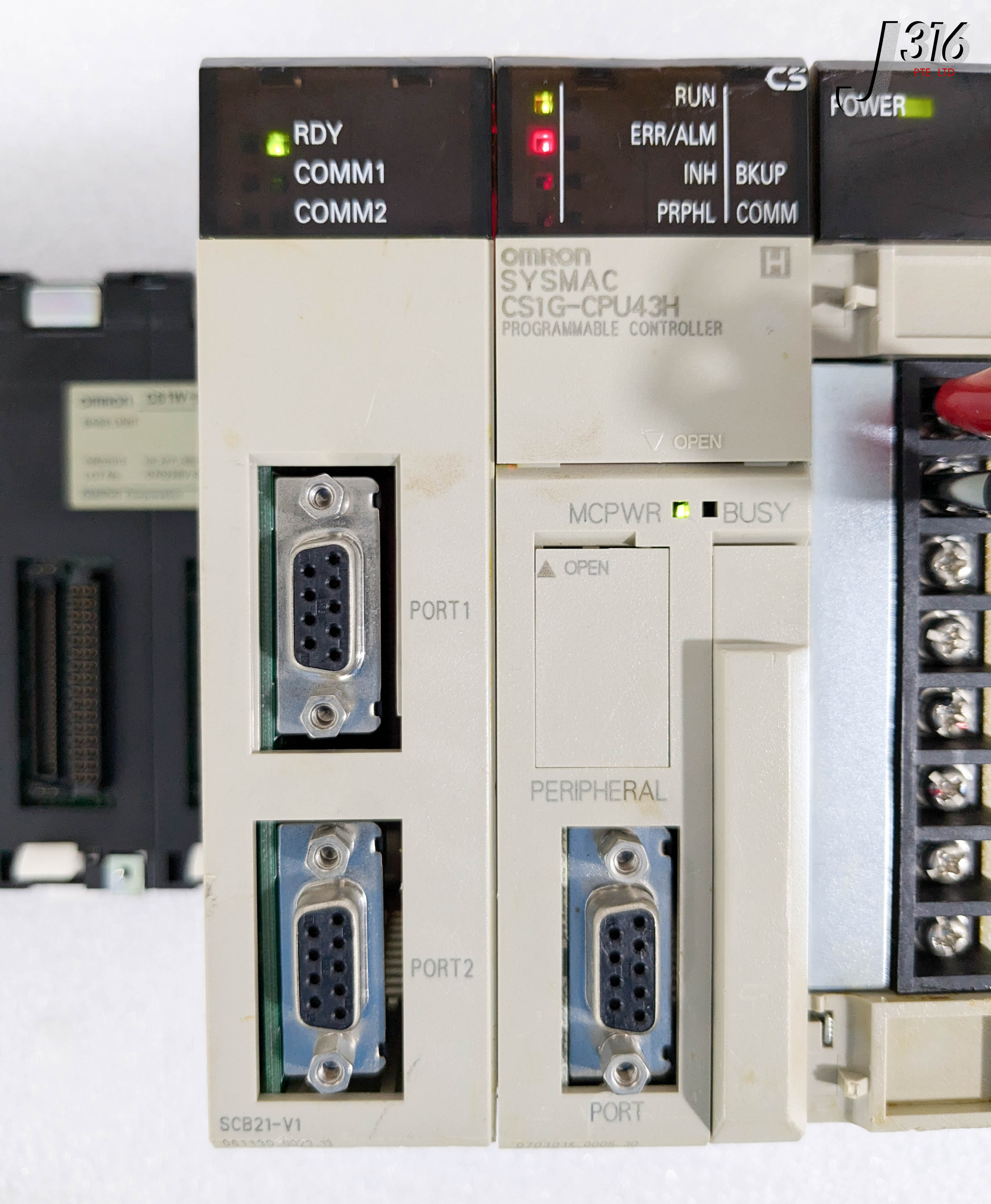 37836 OMRON CPU UNIT PROGRAMMABLE CONTROLLER W/ SERIAL COMMUNICATION BOARD CS1W-SCB21-V1 CS1G-CPU43H