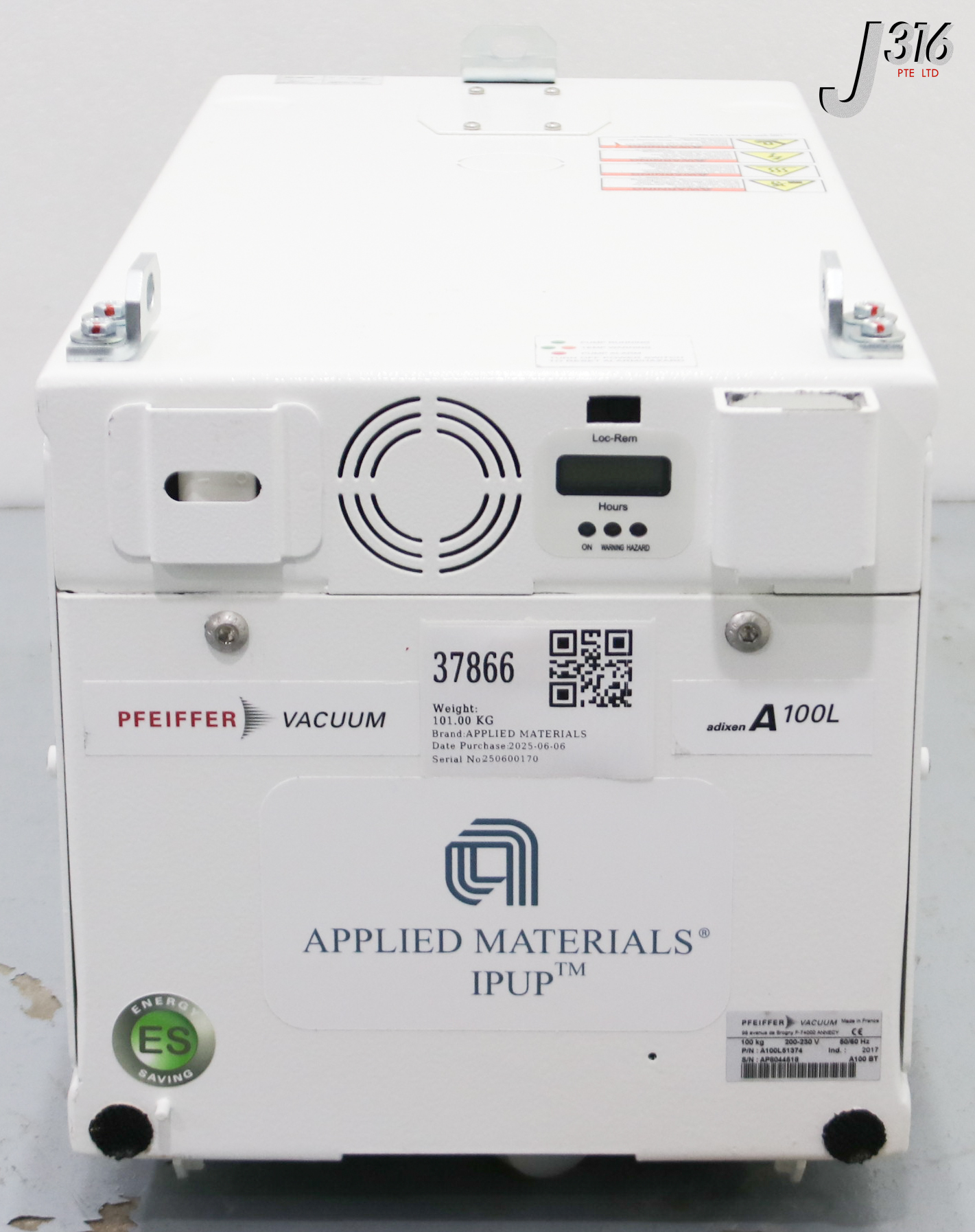 37866 APPLIED MATERIALS IPUP DRY PUMP, PFEIFFER VACUUM, P/N: A100L51374, AMAT: 0190-30683 A100L